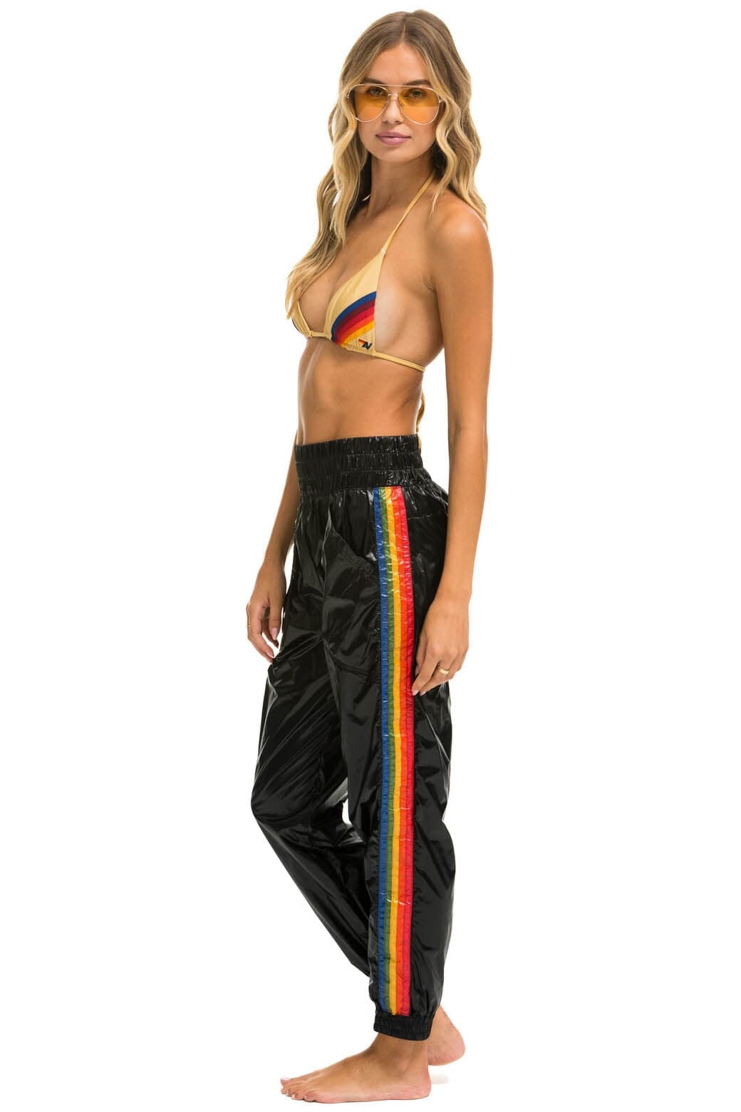5 STRIPE HI RISE WIND PANT - BLACK - Image 3