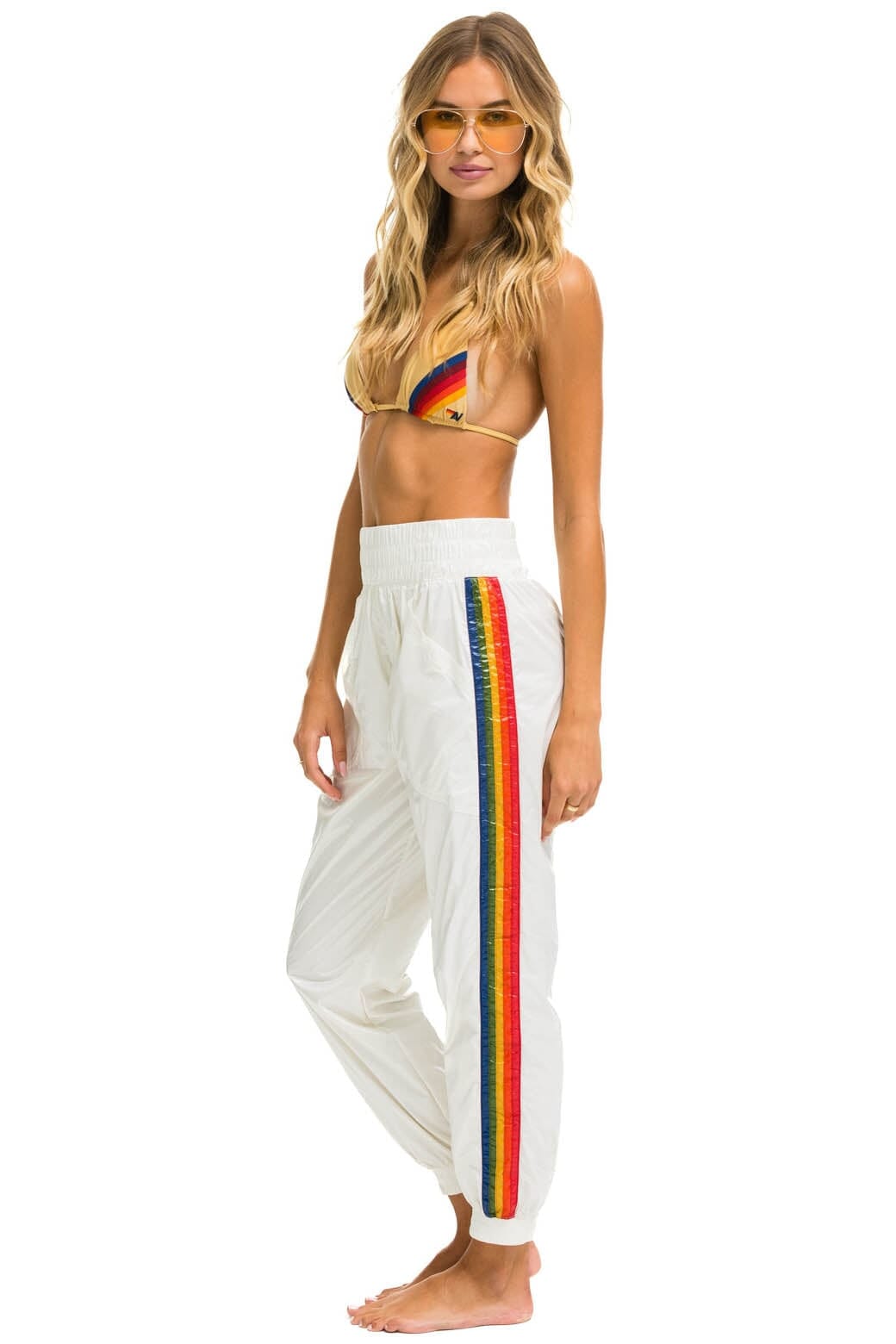 5 STRIPE HI RISE WIND PANT - VINTAGE WHITE - Image 3