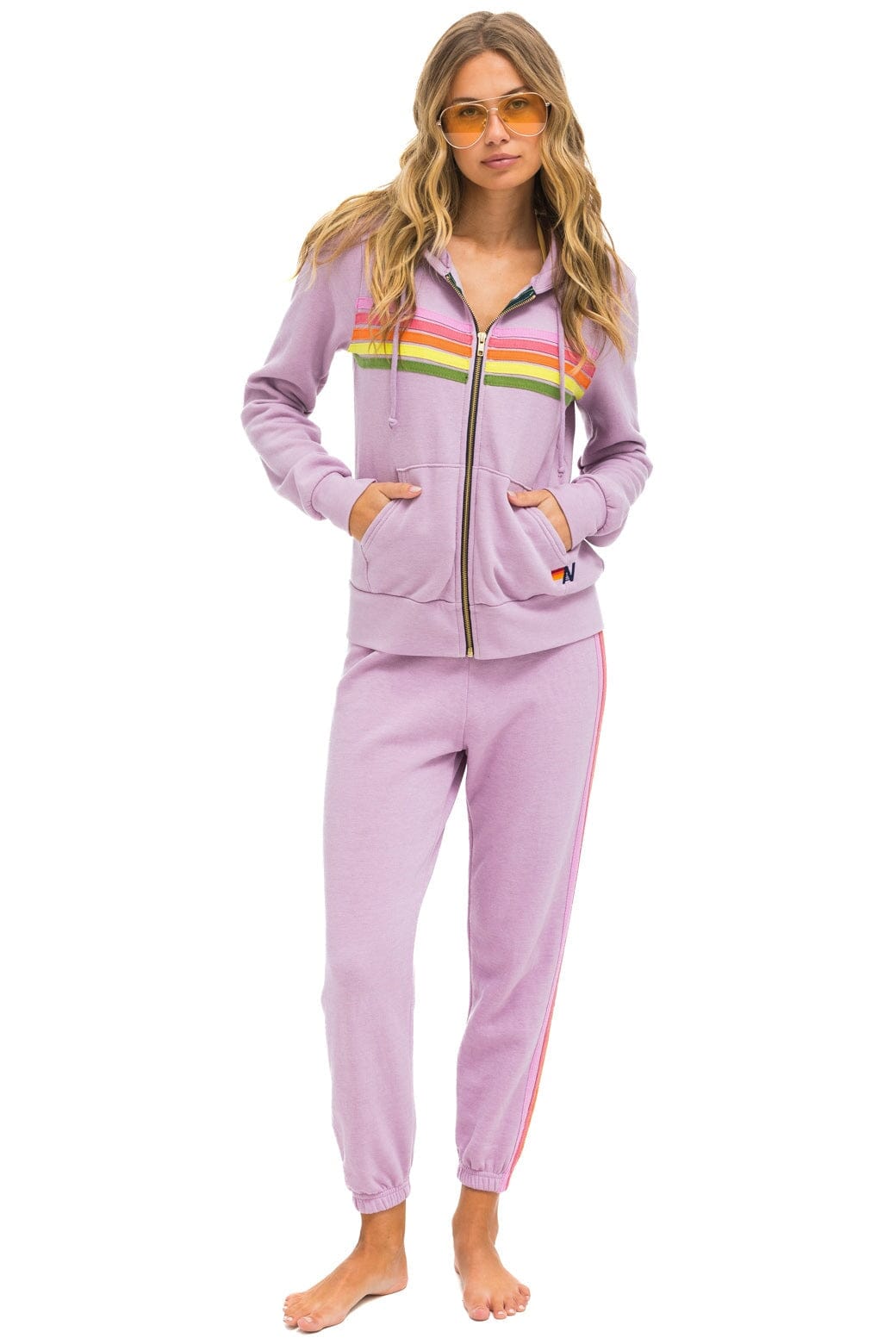 5 STRIPE SWEATPANTS - MAUVE // PINK // GREEN - Image 5