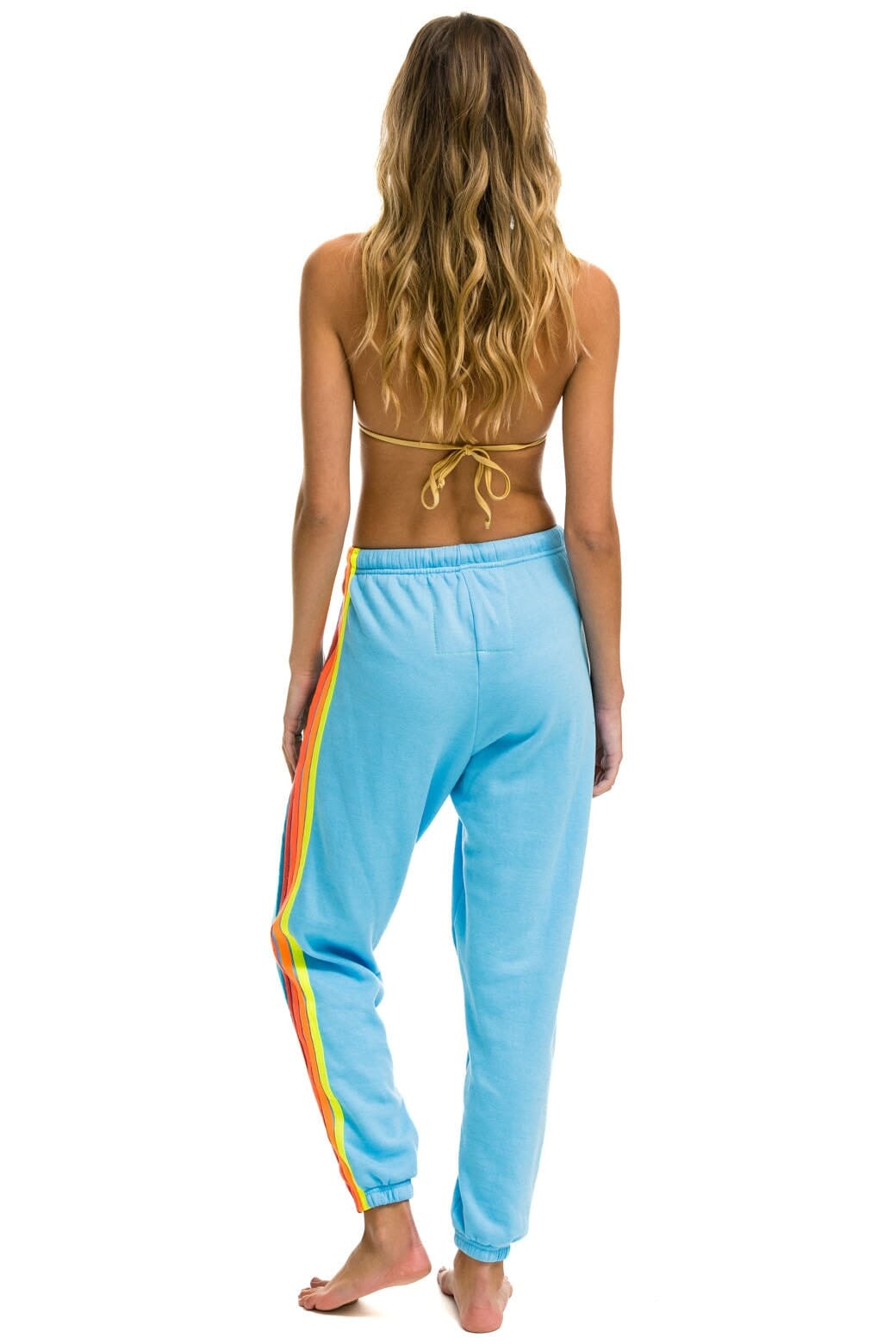 5 STRIPE SWEATPANTS - SKY // NEON RAINBOW - Image 5