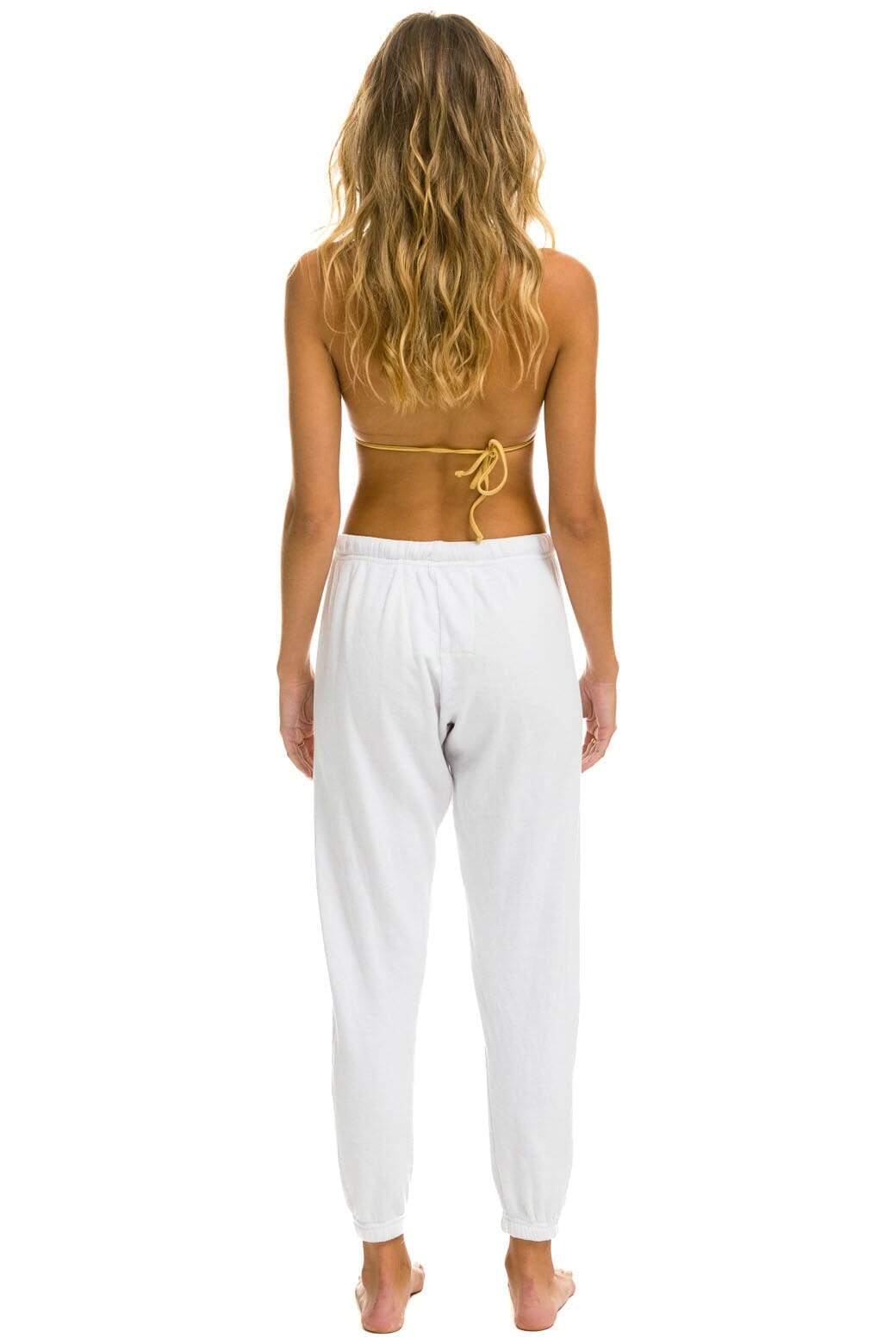 5 STRIPE SWEATPANTS - WHITE // NEON RAINBOW STRIPES - Image 4
