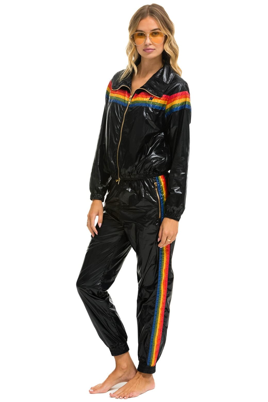 5 STRIPE WINDBREAKER - BLACK GLOSSY - Image 6