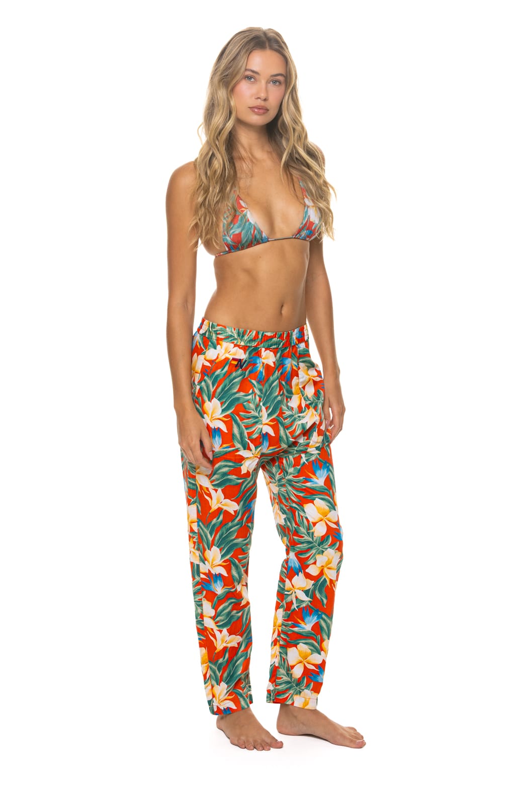 UNISEX COTTON LUXE POPLIN RELAXED PANT - RED // KAUAI - Image 6
