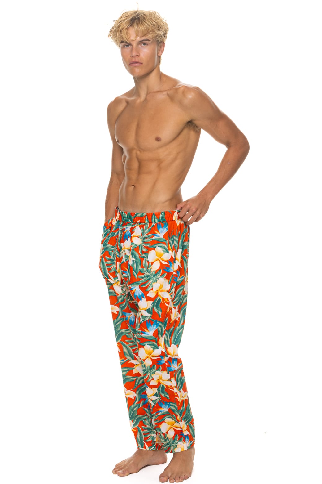 UNISEX COTTON LUXE POPLIN RELAXED PANT - RED // KAUAI - Image 7
