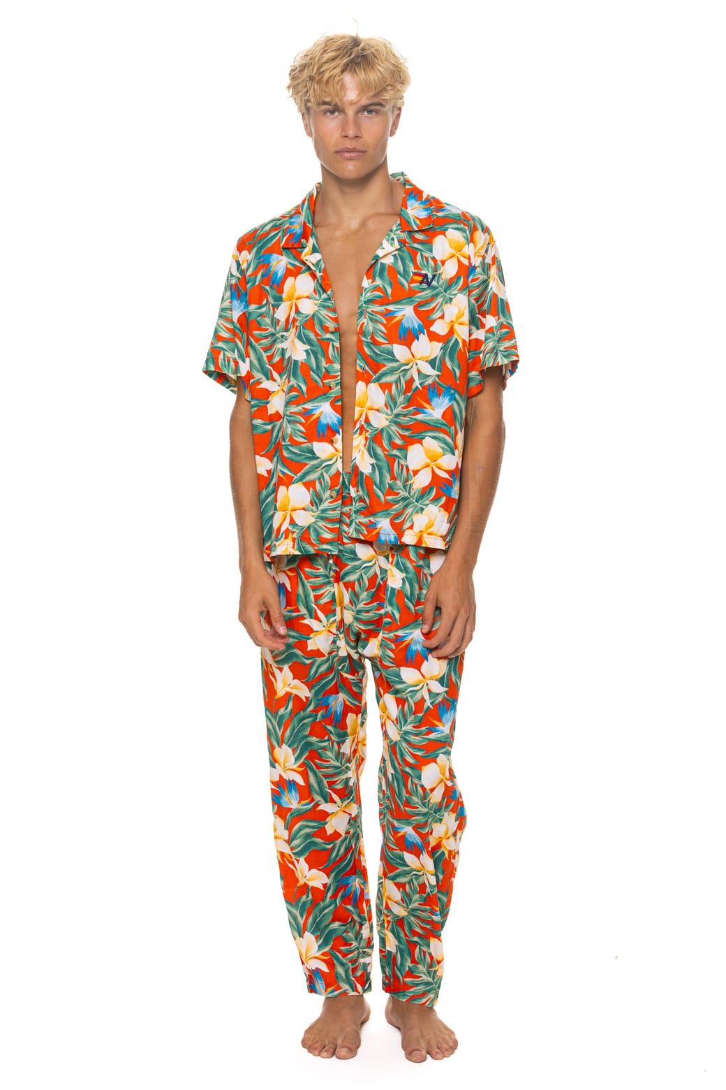 UNISEX COTTON LUXE POPLIN RELAXED PANT - RED // KAUAI - Image 4