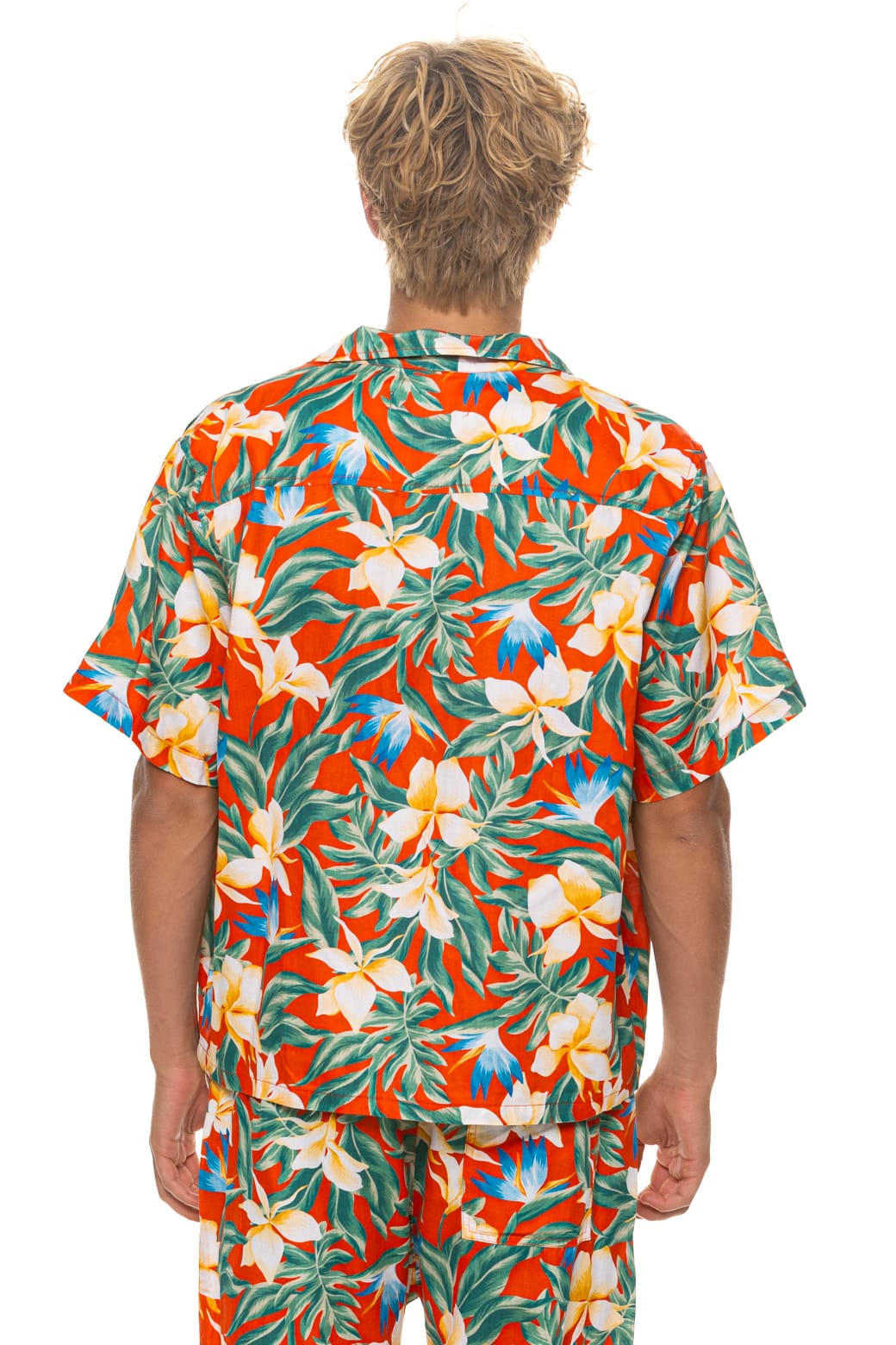 UNISEX COTTON LUXE POPLIN RESORT SHIRT - RED // KAUAI - Image 12