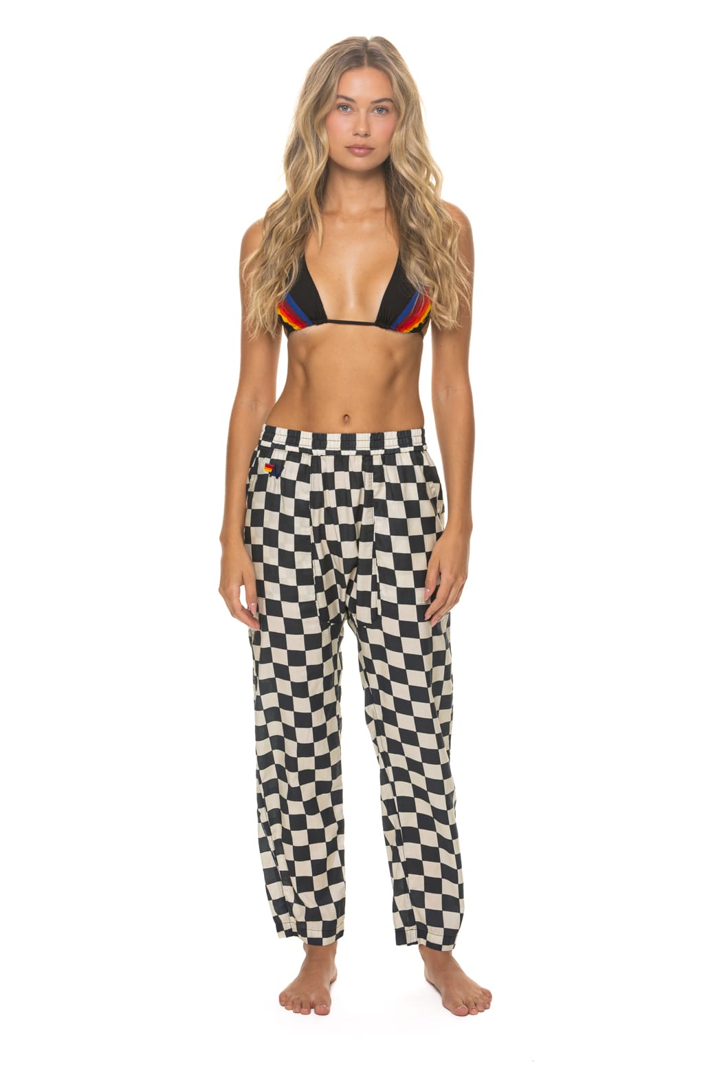 UNISEX COTTON LUXE POPLIN RELAXED PANT - VINTAGE BLACK // CHECKERED - Image 3