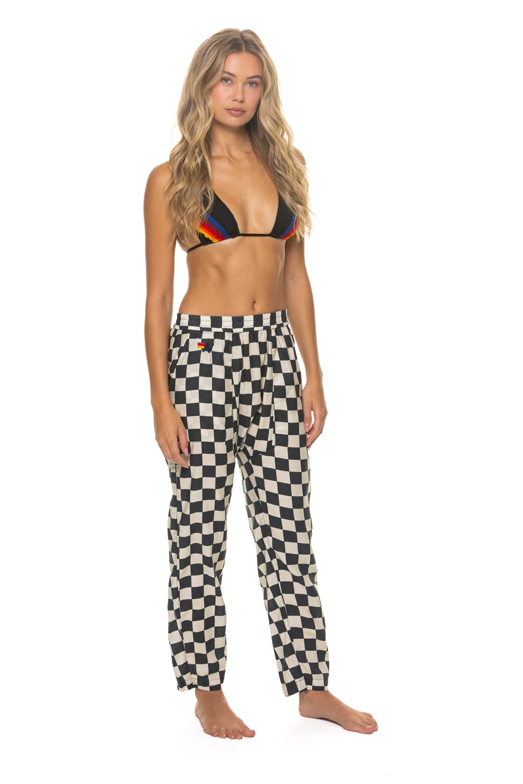UNISEX COTTON LUXE POPLIN RELAXED PANT - VINTAGE BLACK // CHECKERED - Image 6