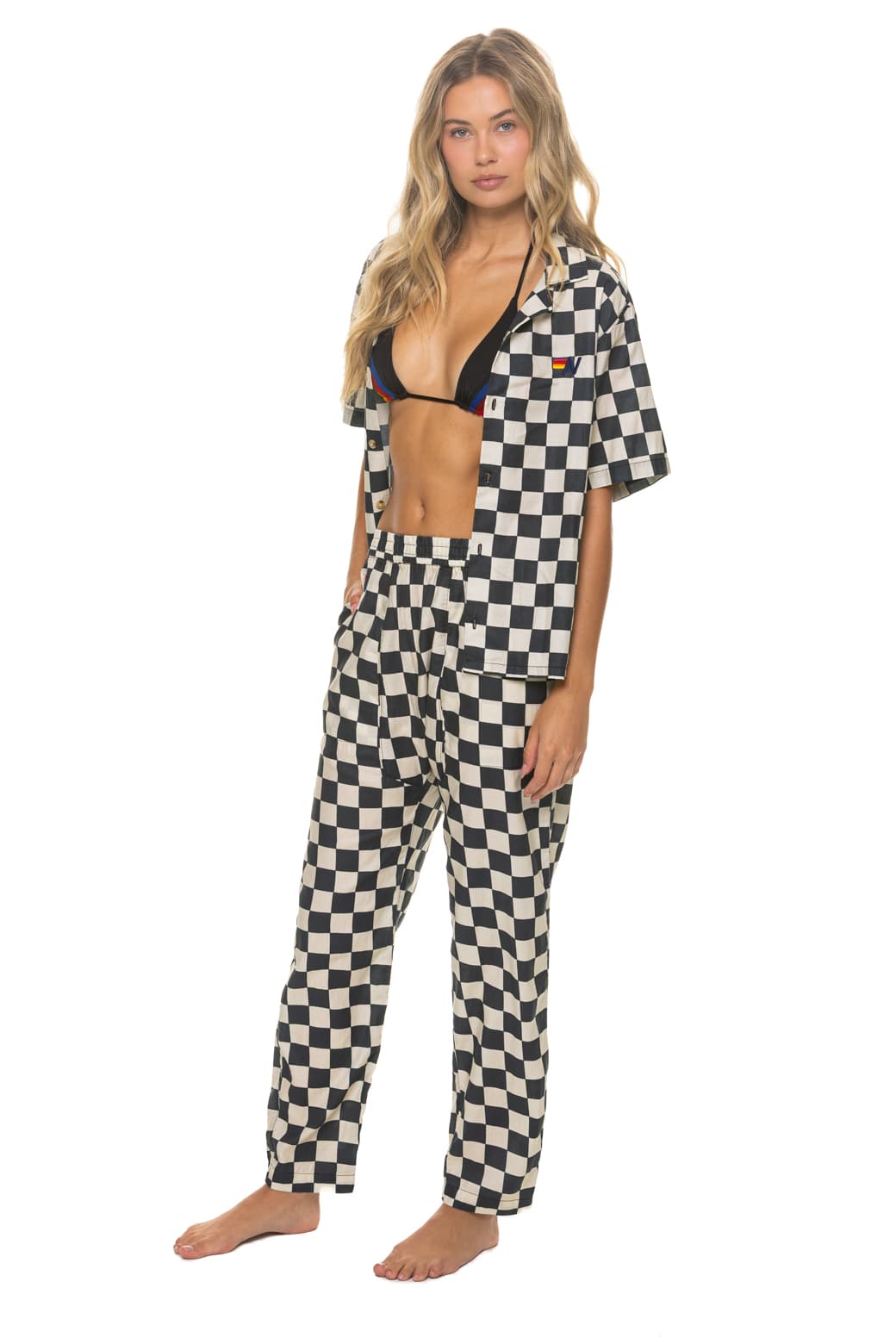 UNISEX COTTON LUXE POPLIN RELAXED PANT - VINTAGE BLACK // CHECKERED - Image 8