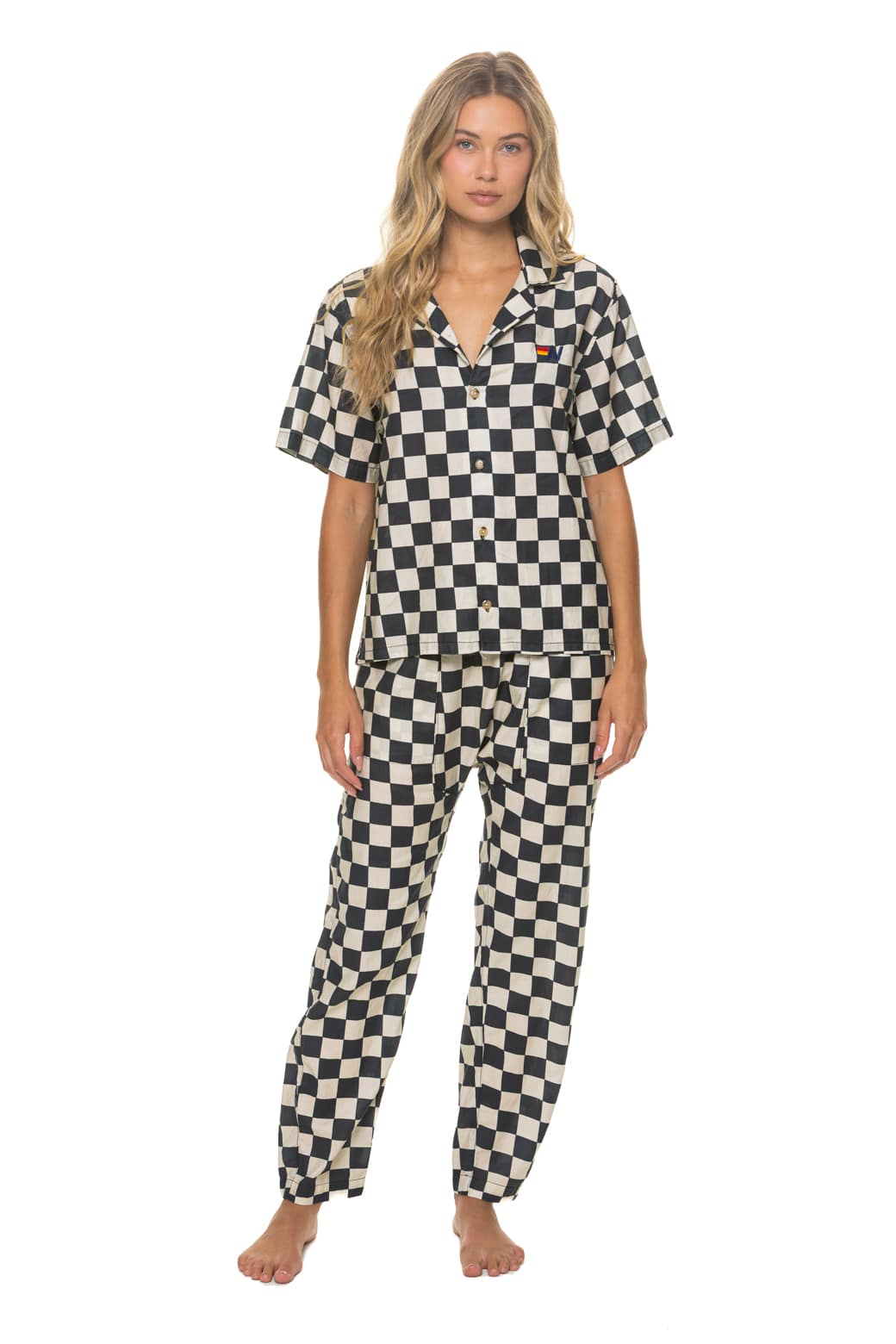 UNISEX COTTON LUXE POPLIN RELAXED PANT - VINTAGE BLACK // CHECKERED - Image 12