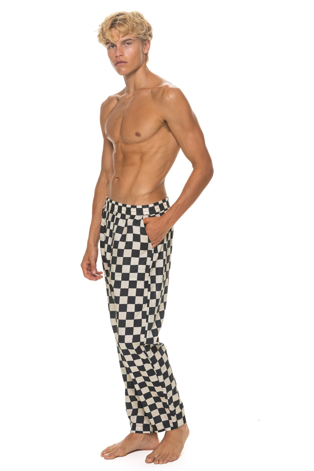 UNISEX COTTON LUXE POPLIN RELAXED PANT - VINTAGE BLACK // CHECKERED - Image 7