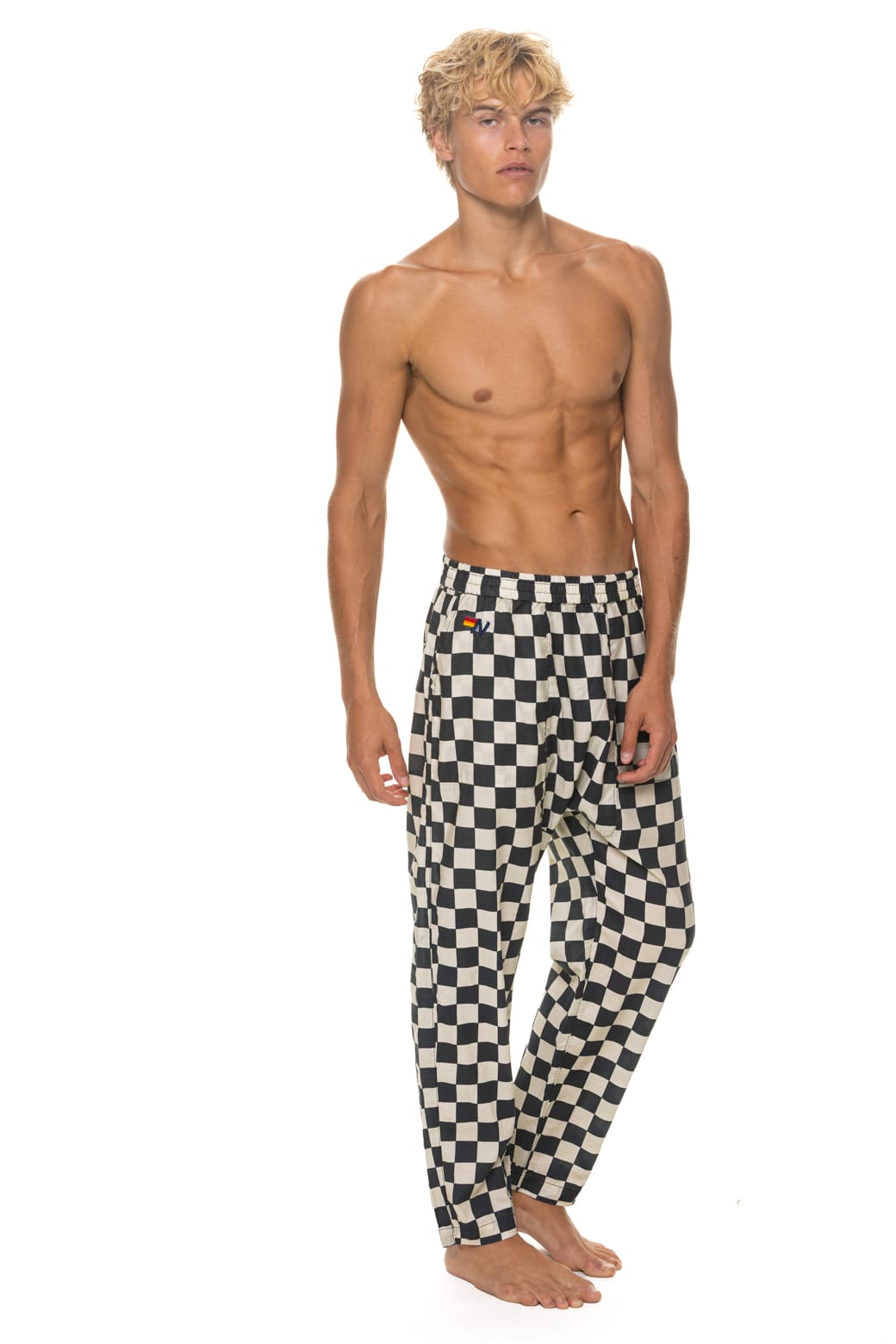 UNISEX COTTON LUXE POPLIN RELAXED PANT - VINTAGE BLACK // CHECKERED - Image 5