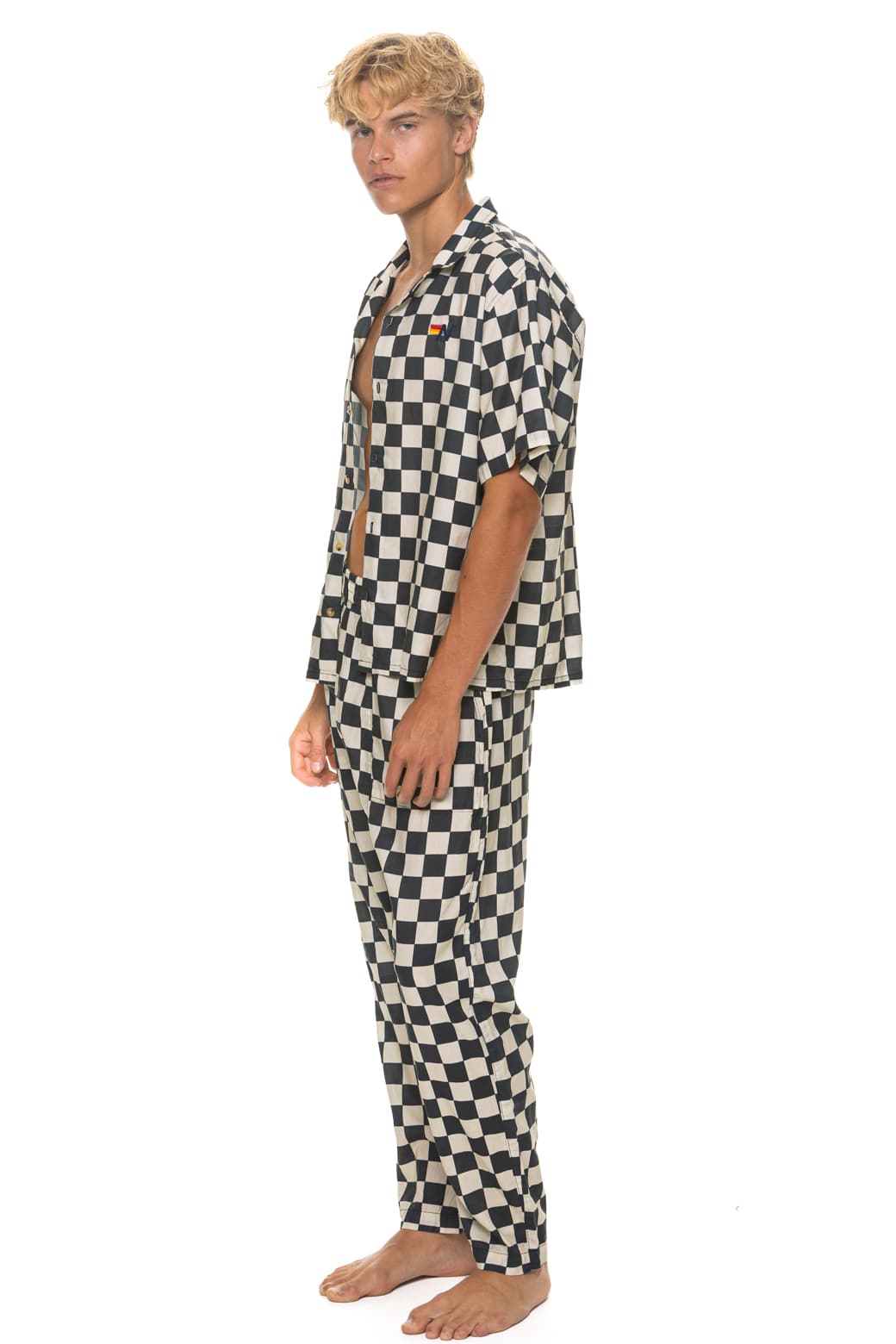 UNISEX COTTON LUXE POPLIN RELAXED PANT - VINTAGE BLACK // CHECKERED - Image 11