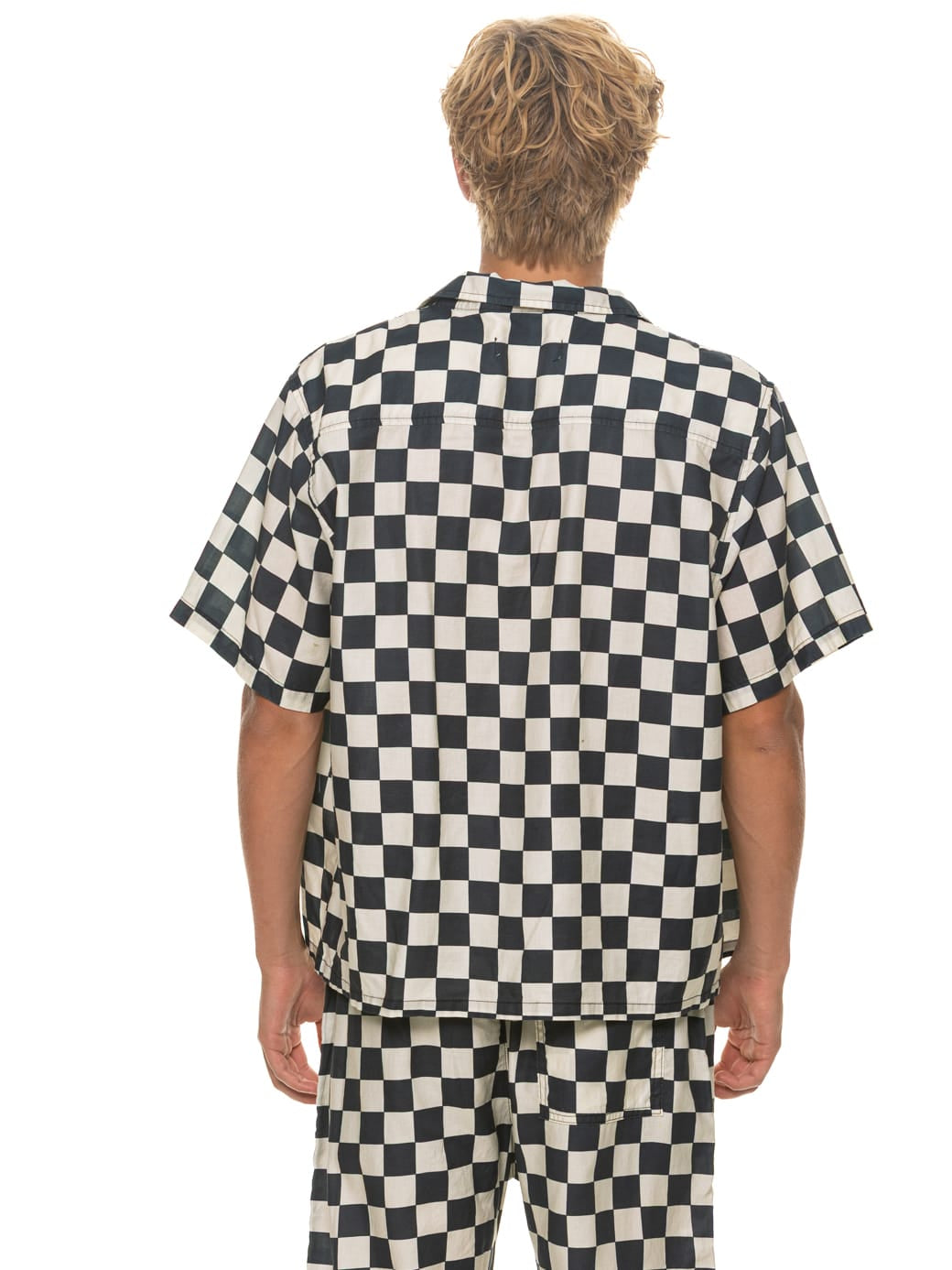 UNISEX COTTON LUXE POPLIN RESORT SHIRT - VINTAGE BLACK // CHECKERED - Image 9