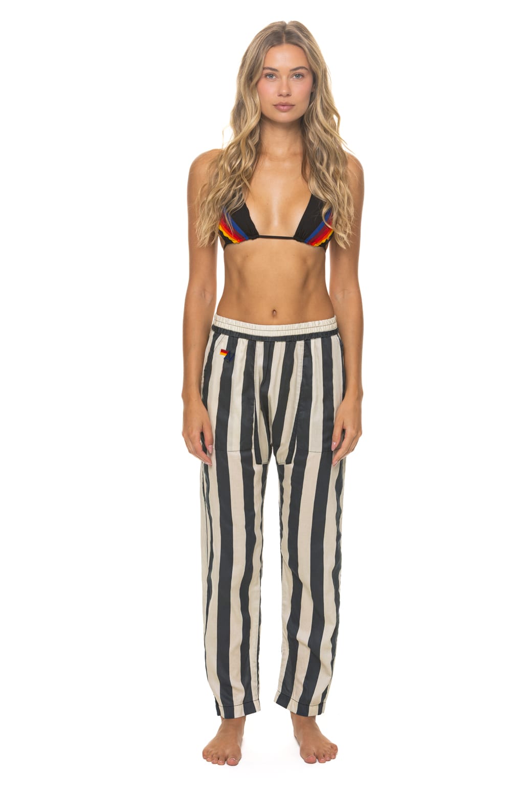 UNISEX COTTON LUXE POPLIN RELAXED PANT - VINTAGE BLACK // STRIPE - Image 3