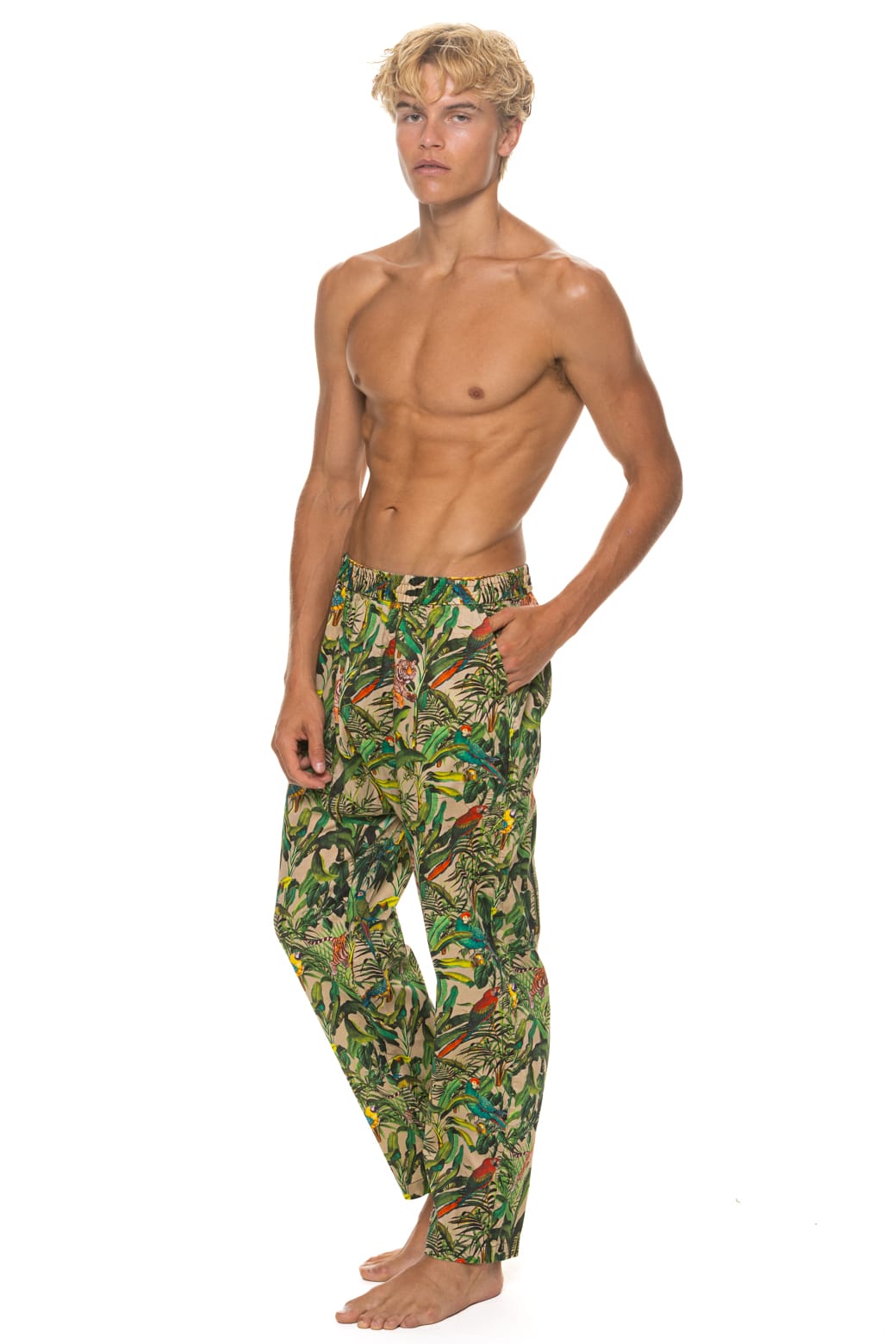 UNISEX COTTON LUXE POPLIN RELAXED PANT - VINTAGE WHITE // JUNGLE - Image 5