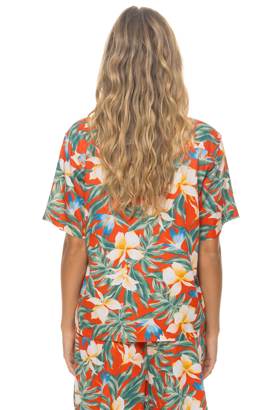 UNISEX COTTON LUXE POPLIN RESORT SHIRT - RED // KAUAI - Image 11
