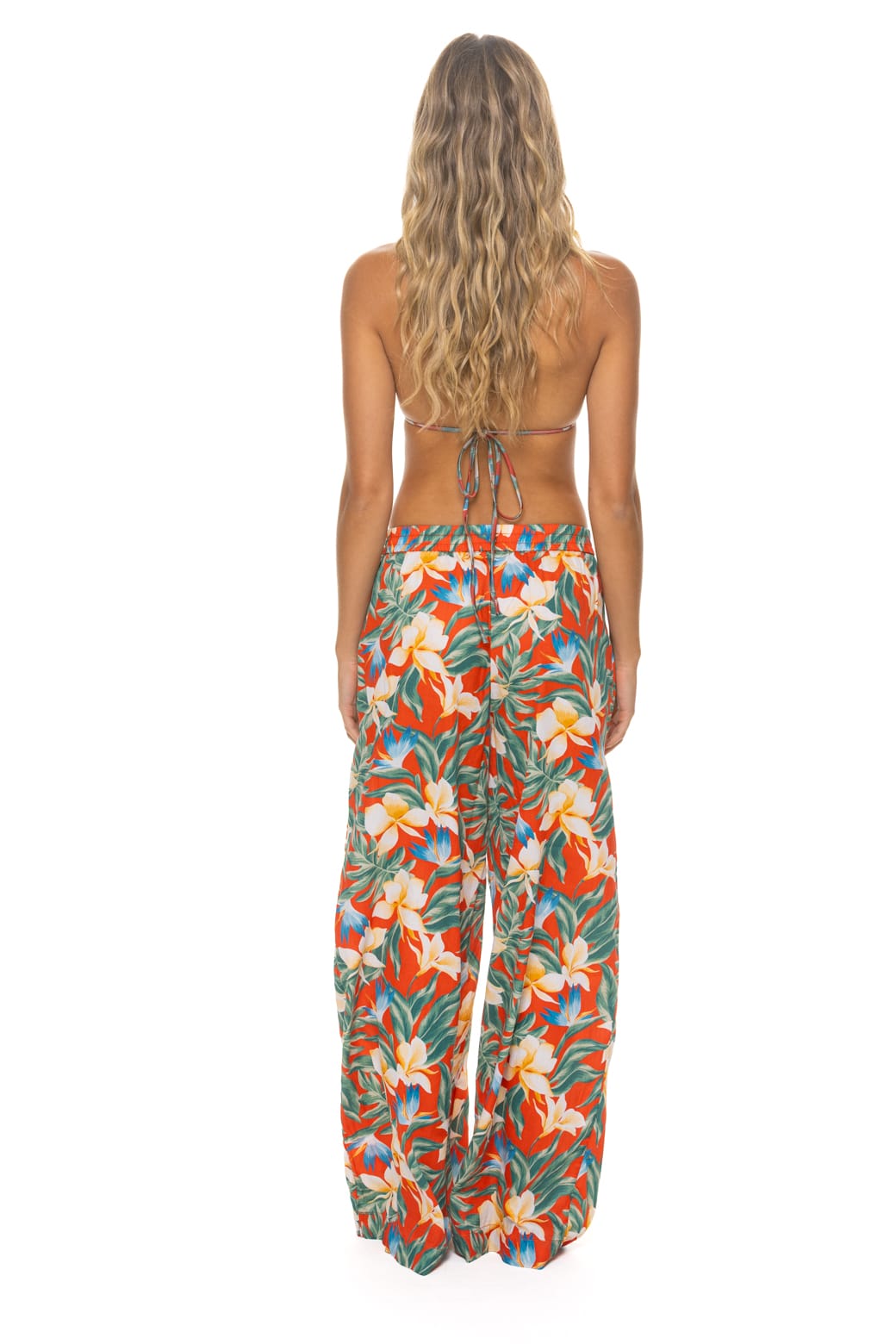 WOMEN'S COTTON LUXE POPLIN WIDE LEG PANT - RED // KAUAI - Image 6