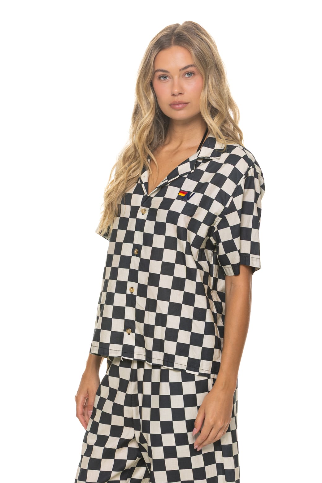 UNISEX COTTON LUXE POPLIN RESORT SHIRT - VINTAGE BLACK // CHECKERED - Image 5