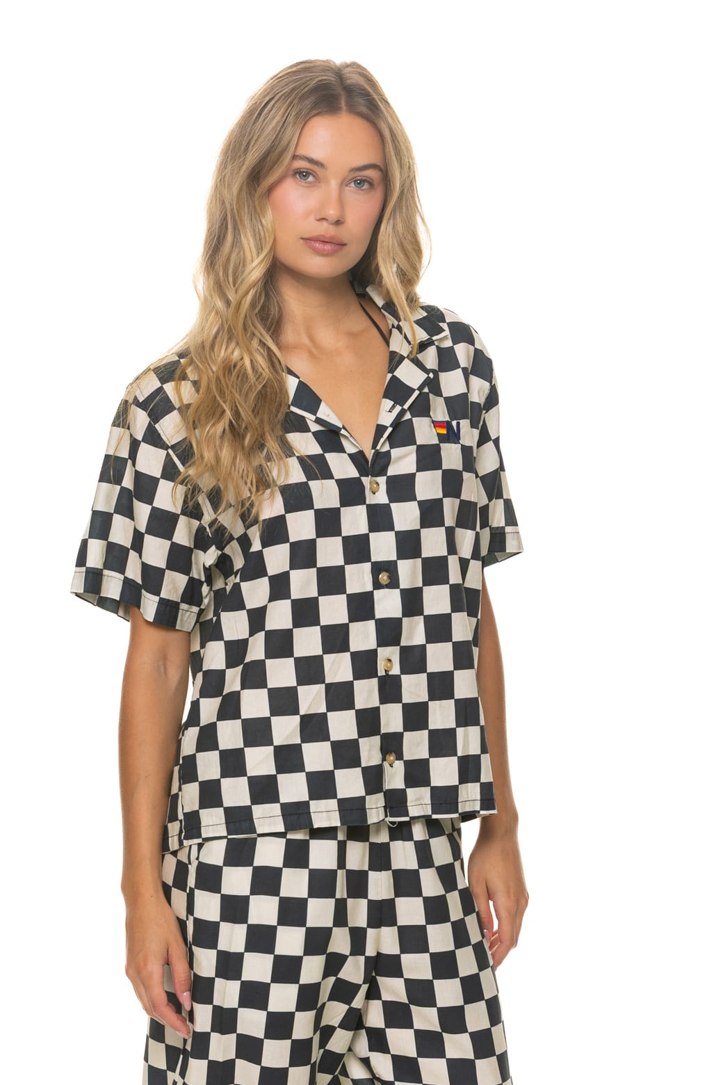 UNISEX COTTON LUXE POPLIN RESORT SHIRT - VINTAGE BLACK // CHECKERED - Image 11