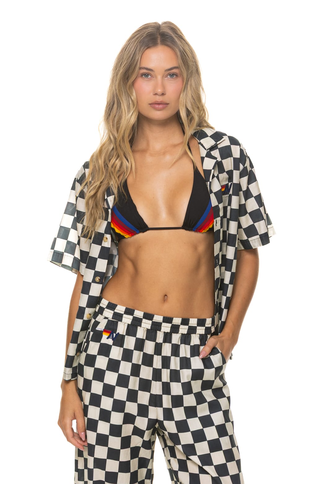 UNISEX COTTON LUXE POPLIN RESORT SHIRT - VINTAGE BLACK // CHECKERED - Image 8