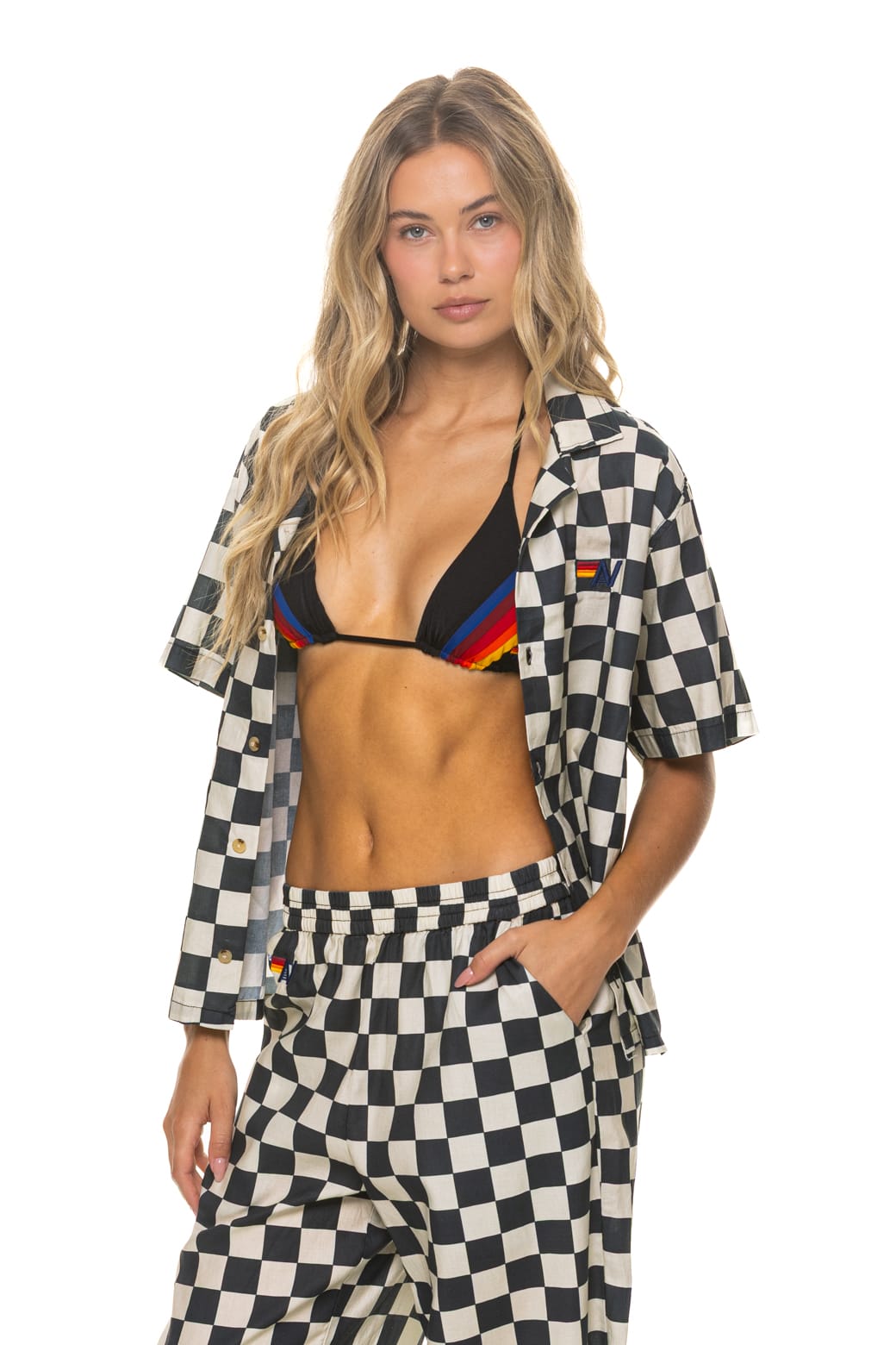 UNISEX COTTON LUXE POPLIN RESORT SHIRT - VINTAGE BLACK // CHECKERED - Image 7