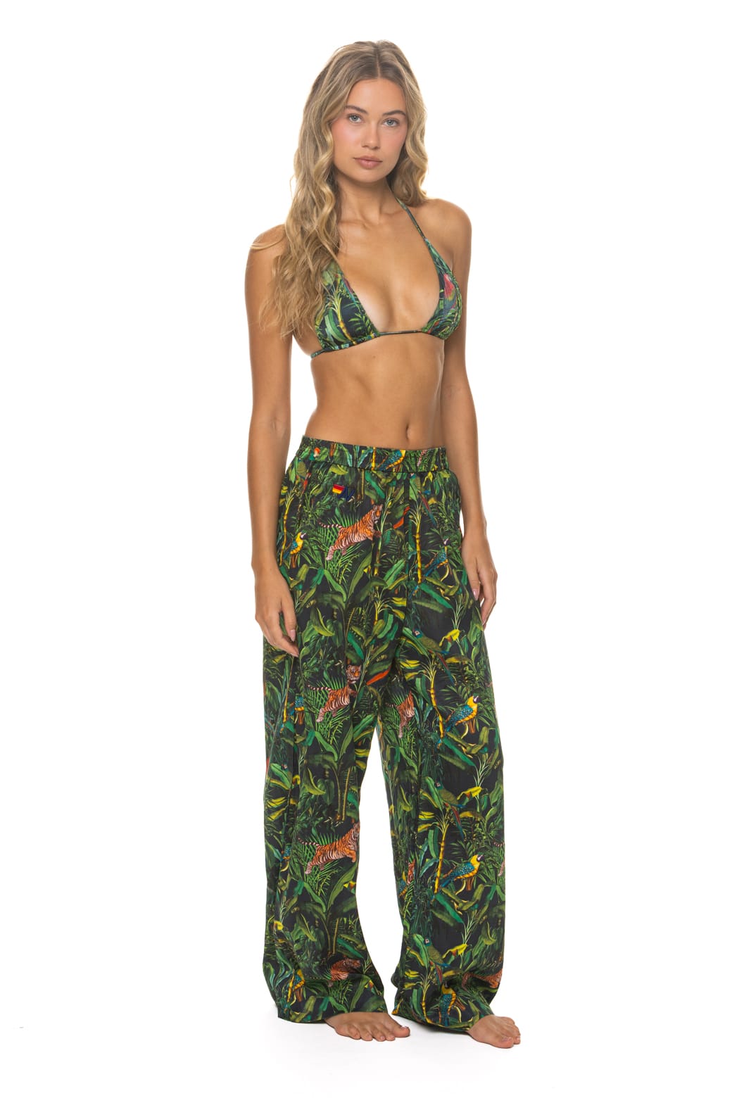WOMEN'S COTTON LUXE POPLIN WIDE LEG PANT - VINTAGE BLACK // JUNGLE - Image 3