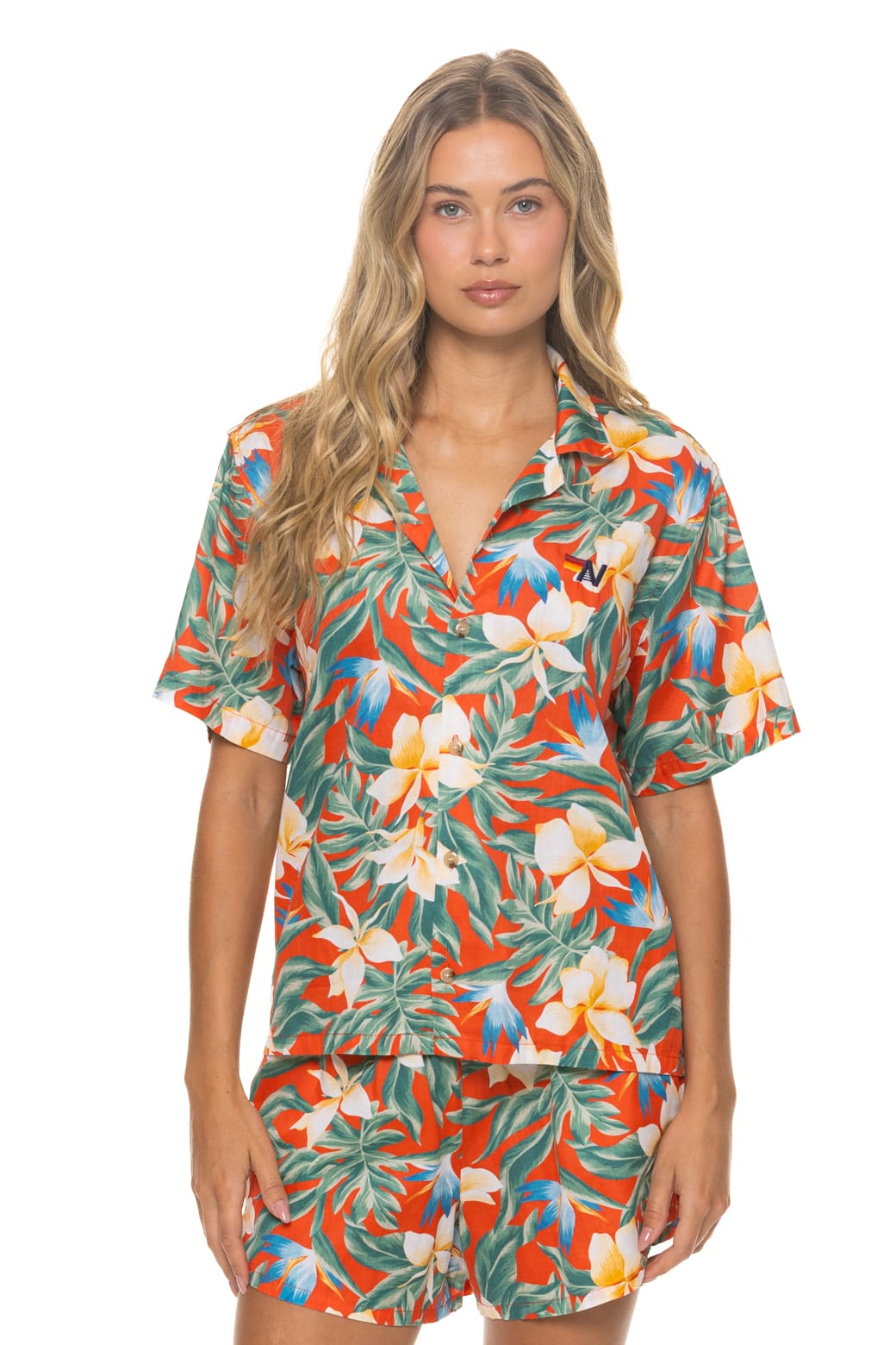 WOMEN'S COTTON LUXE POPLIN SHORT - RED // KAUAI - Image 4