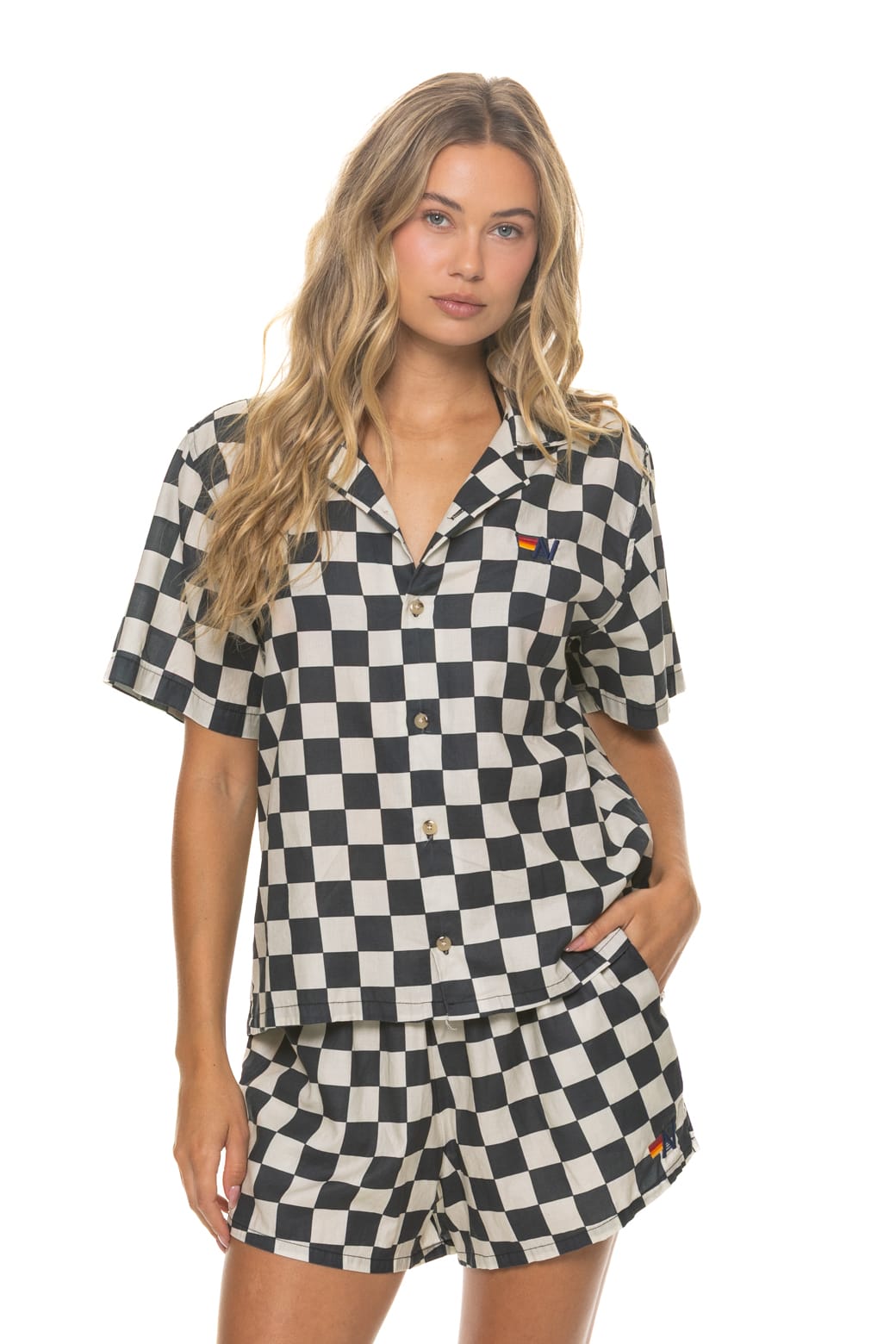WOMEN'S COTTON LUXE POPLIN SHORT - VINTAGE BLACK // CHECKERED - Image 5
