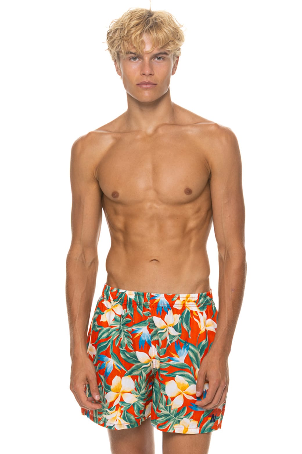 MEN'S COTTON LUXE POPLIN RELAXED SHORT - RED // KAUAI - Image 6