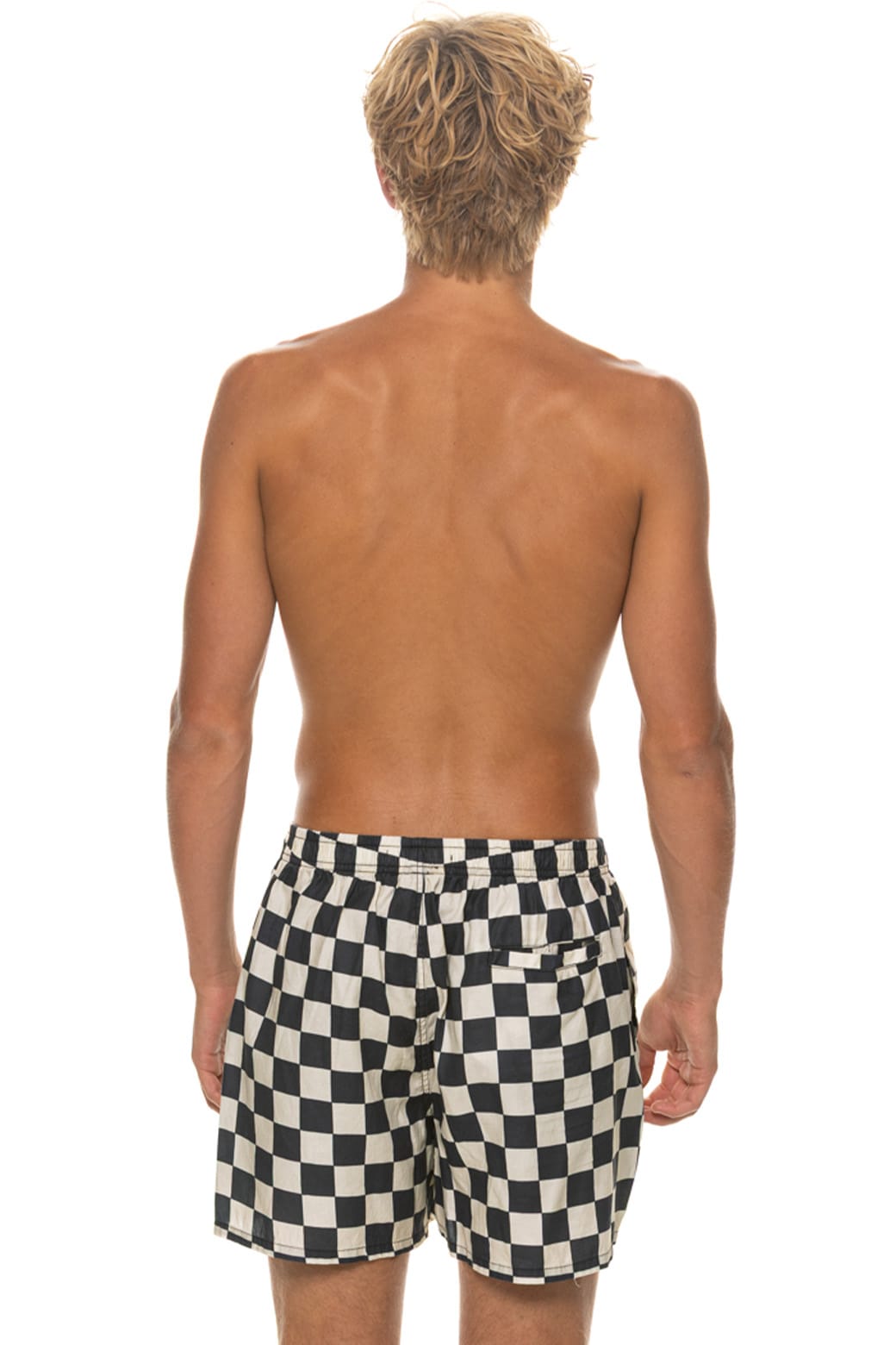 MEN'S COTTON LUXE POPLIN RELAXED SHORT - VINTAGE BLACK // CHECK - Image 6