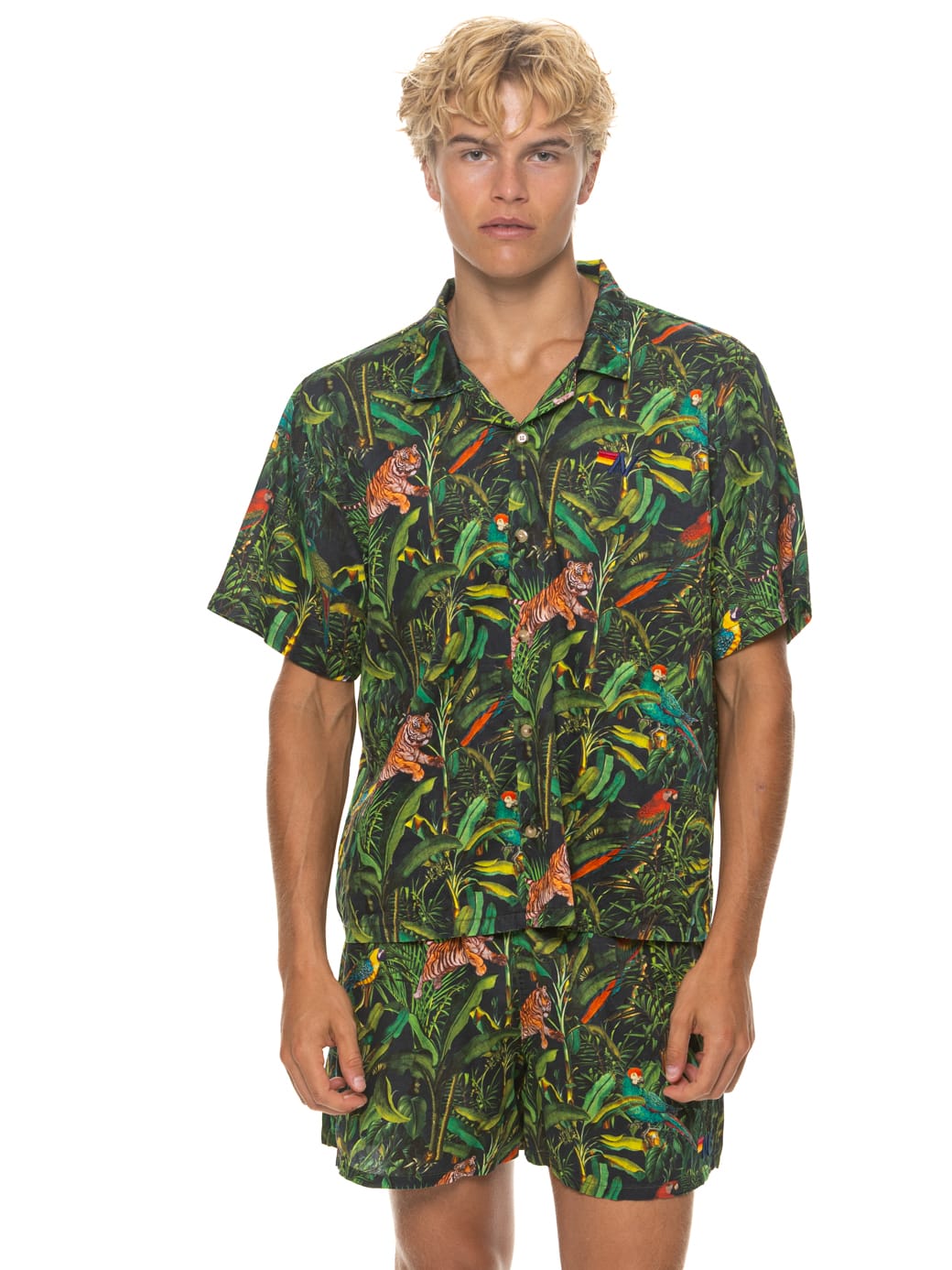 MEN'S COTTON LUXE POPLIN RELAXED SHORT - VINTAGE BLACK // JUNGLE - Image 4