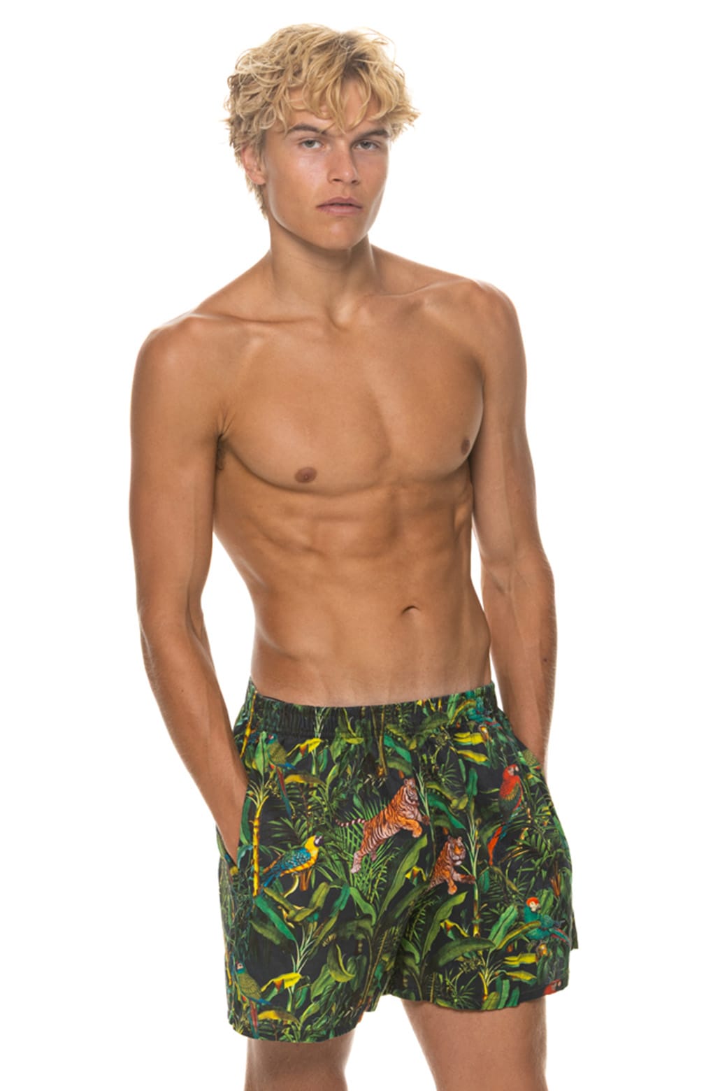 MEN'S COTTON LUXE POPLIN RELAXED SHORT - VINTAGE BLACK // JUNGLE - Image 5