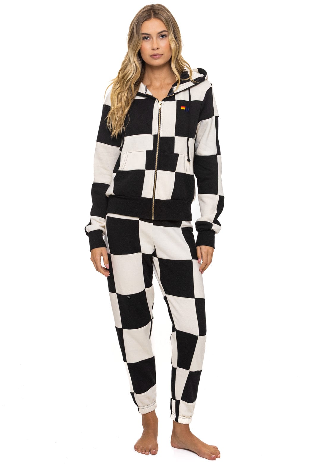 CHECK QUILTED SWEATPANTS - VINTAGE WHITE // BLACK - Image 4