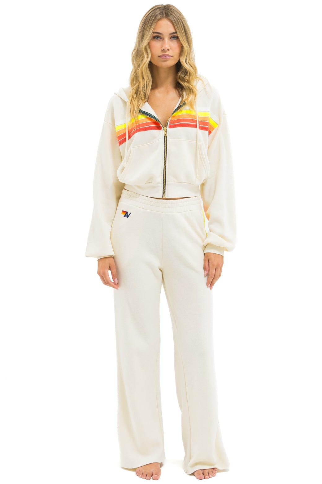 5 STRIPE WIDE LEG POCKET SWEATPANTS - VINTAGE WHITE // WHITE NEON - Image 6