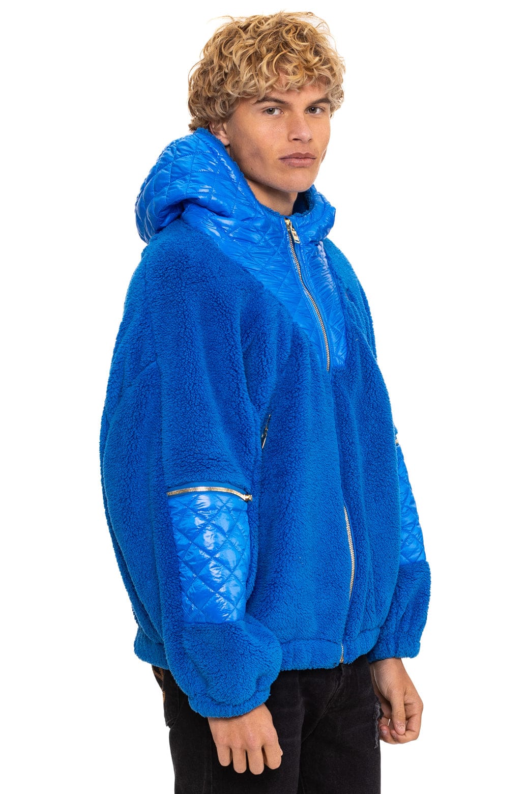 TEDDY UNISEX OVERSIZED HOODED FULL ZIP JACKET - BLUE CINA - Image 8