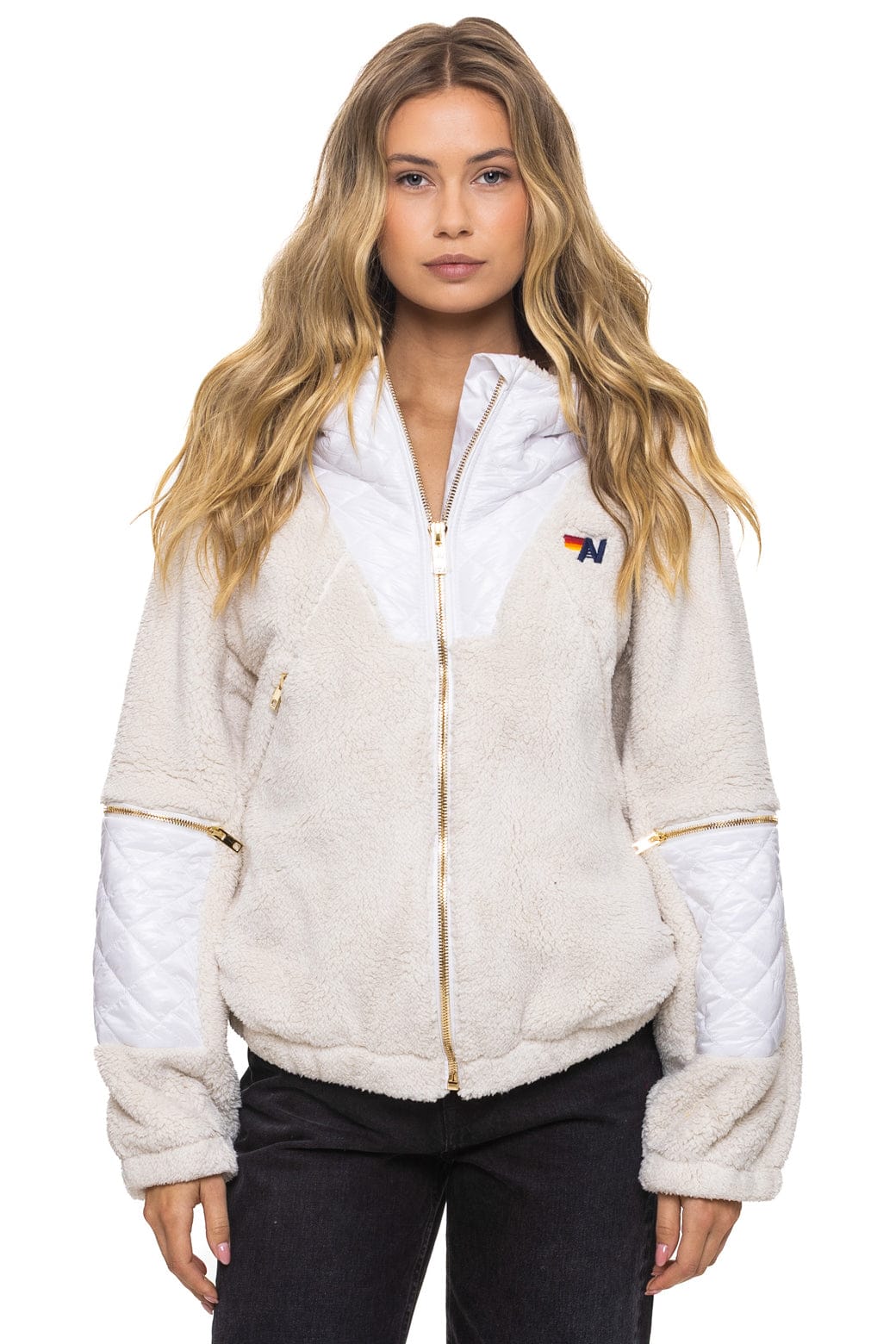 TEDDY UNISEX OVERSIZED HOODED FULL ZIP JACKET - VINTAGE WHITE - Image 3