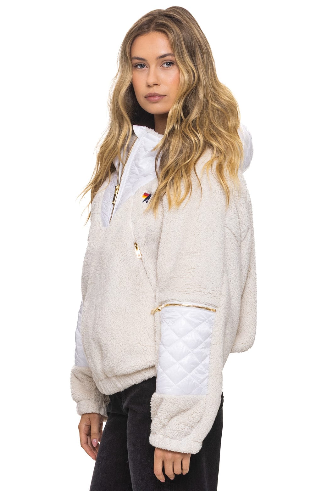 TEDDY UNISEX OVERSIZED HOODED FULL ZIP JACKET - VINTAGE WHITE - Image 5