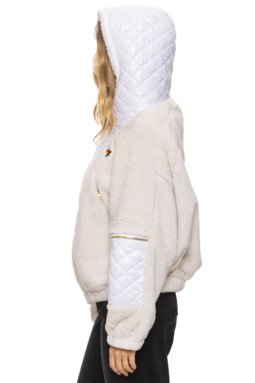 TEDDY UNISEX OVERSIZED HOODED FULL ZIP JACKET - VINTAGE WHITE - Image 7