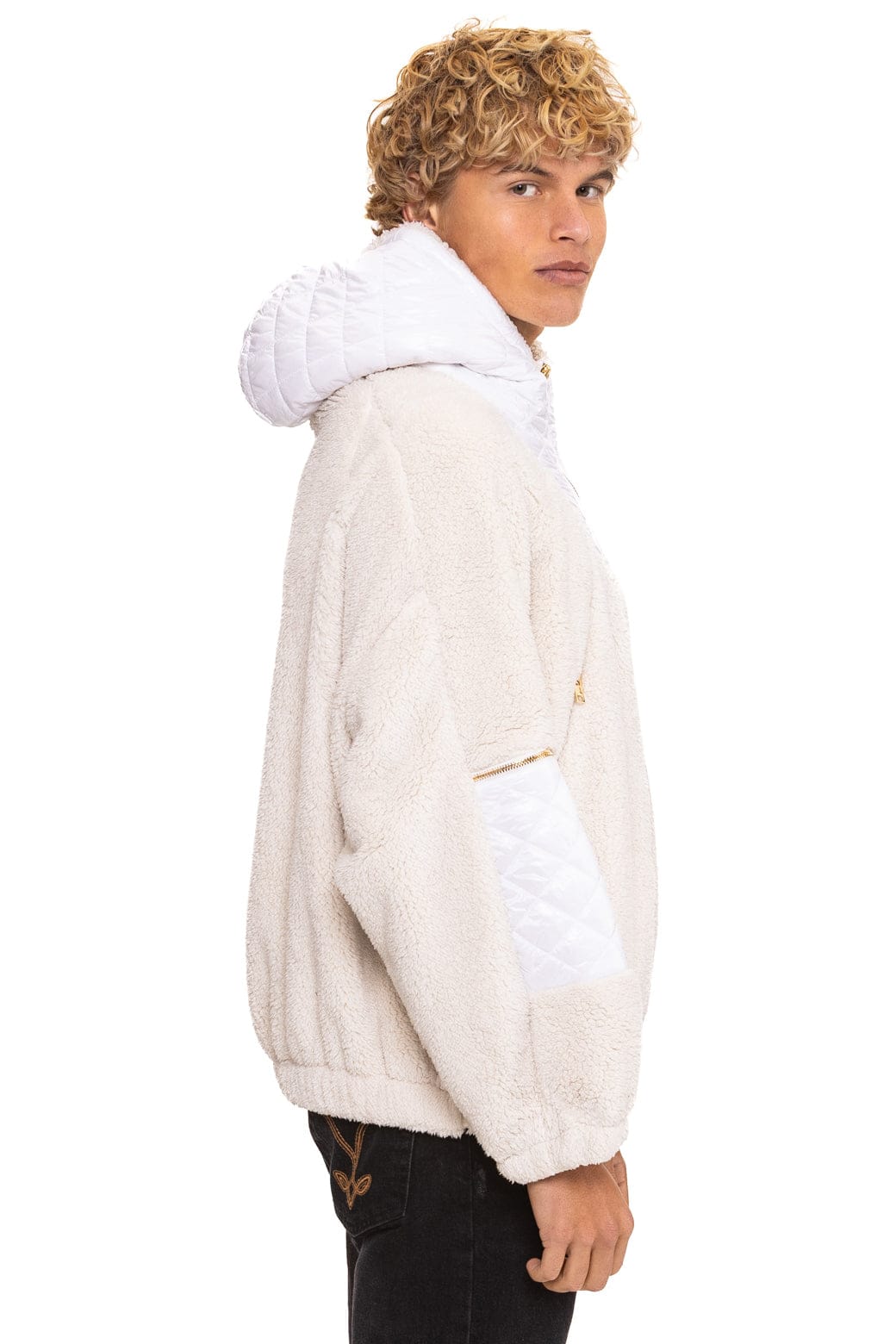 TEDDY UNISEX OVERSIZED HOODED FULL ZIP JACKET - VINTAGE WHITE - Image 10