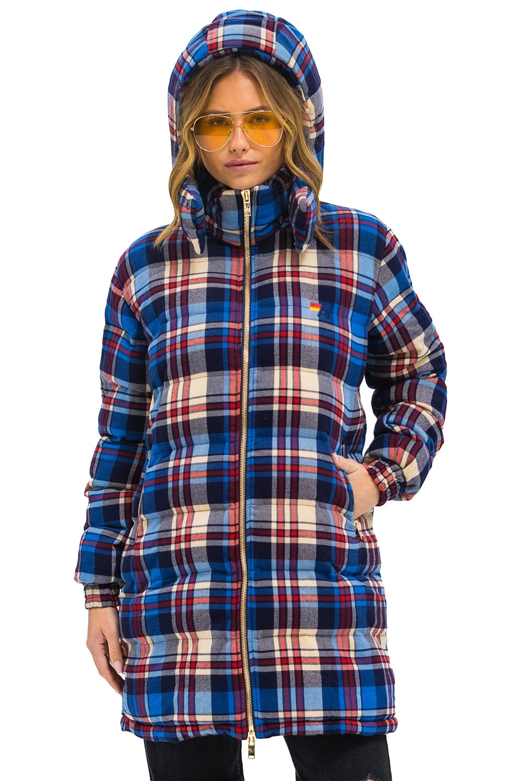 PLAID UNISEX LONG TREKKER JACKET - PATRIOT PLAID - Image 4