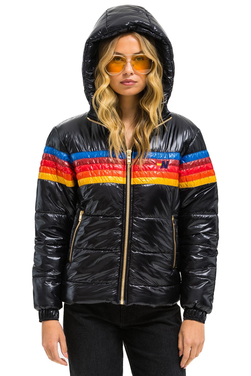 5 STRIPE TREKKER JACKET - GLOSSY BLACK - Image 3
