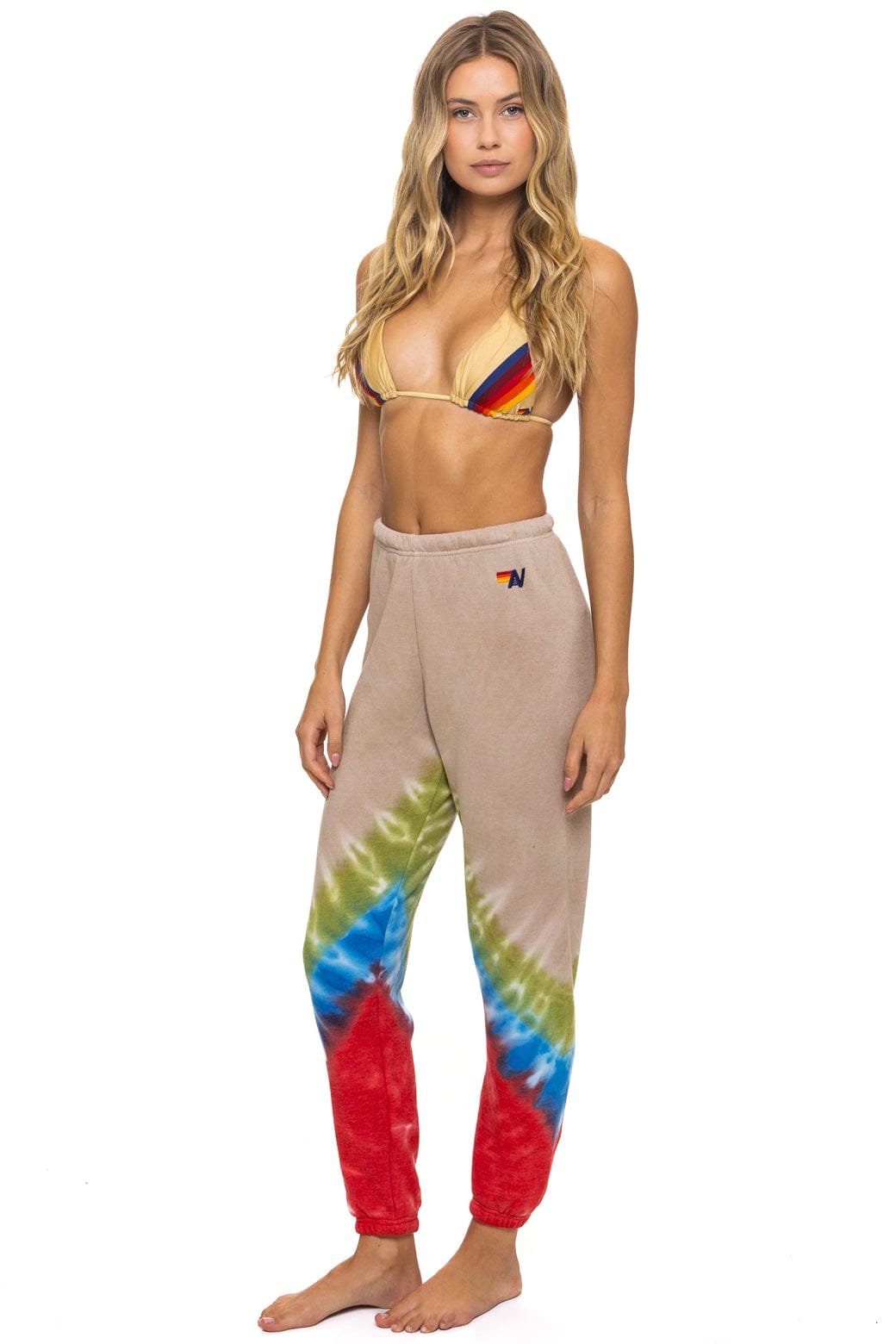 HAND DYED V SWEATPANTS - TIE DYE SAND // BLUE RED - Image 3