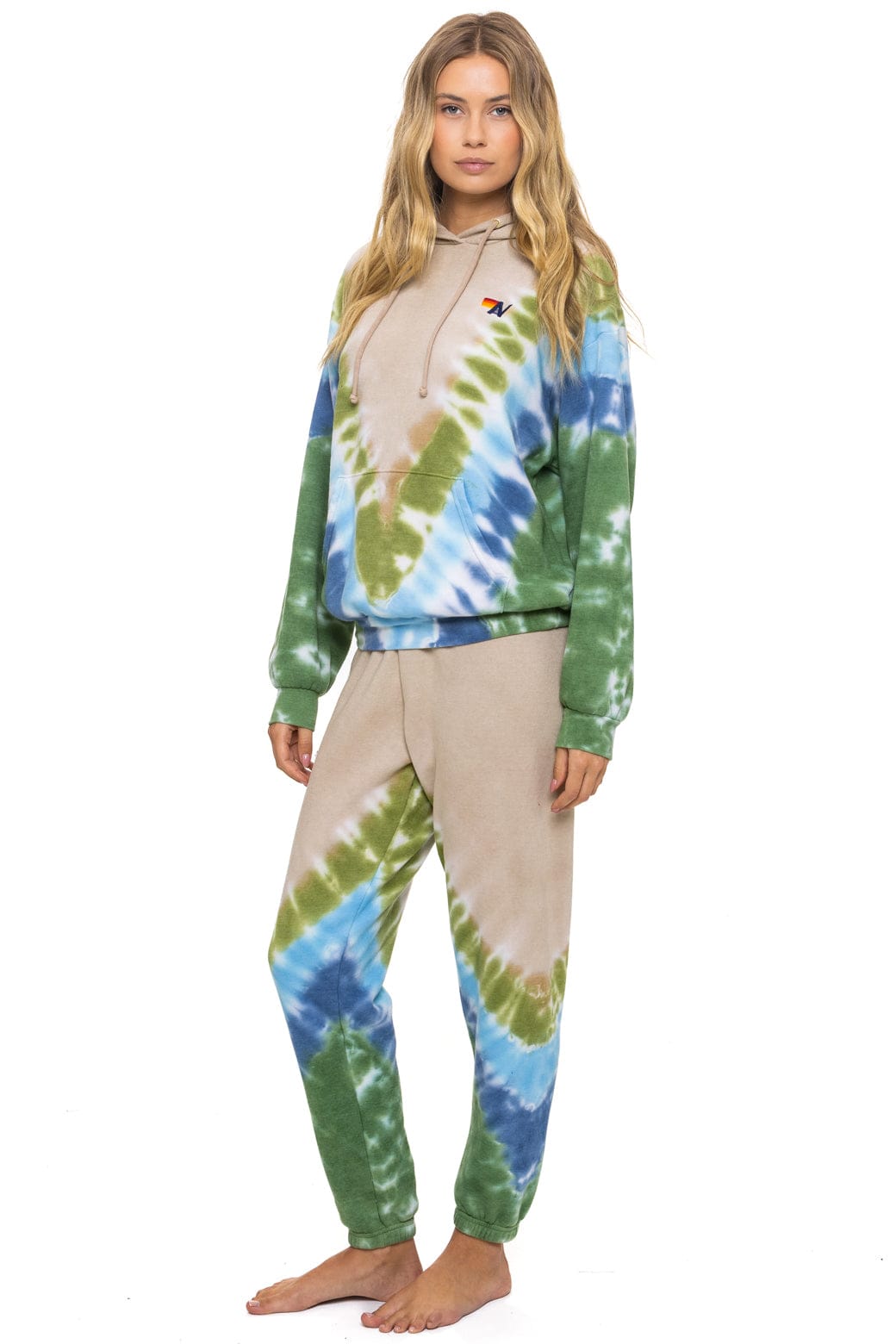 HAND DYED V SWEATPANTS - TIE DYE SAND // BLUE GREEN - Image 4