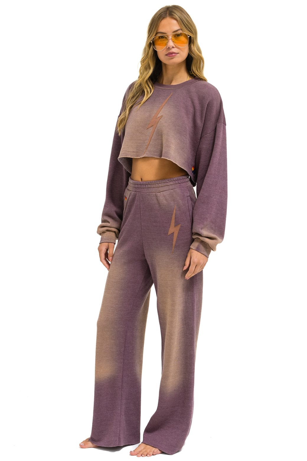 BOLT STITCH WIDE LEG POCKET SWEATPANTS - FADED MOCHA - Image 7