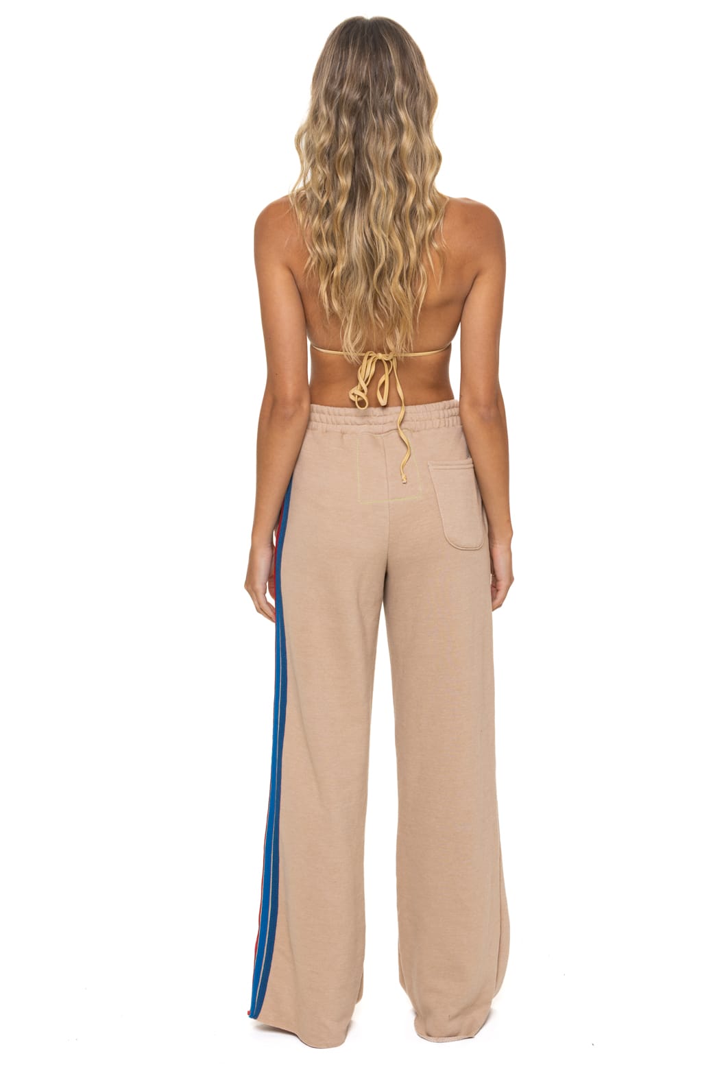 5 STRIPE WIDE LEG POCKET SWEATPANTS - SAND - Image 5