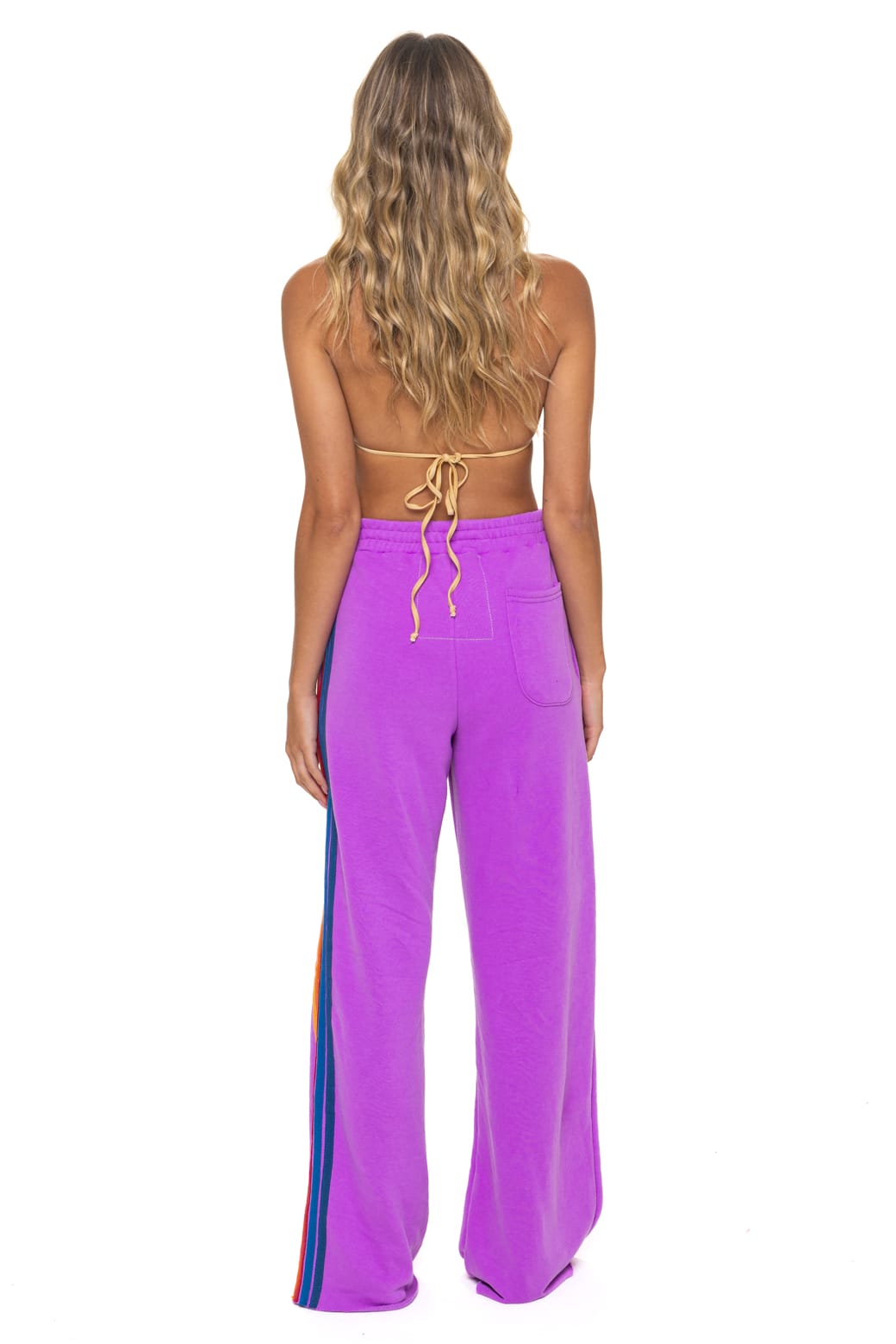 5 STRIPE WIDE LEG POCKET SWEATPANTS - NEON PURPLE - Image 4