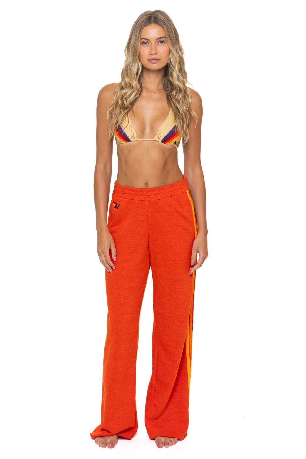 5 STRIPE WIDE LEG POCKET SWEATPANTS - VINTAGE ORANGE - Image 3