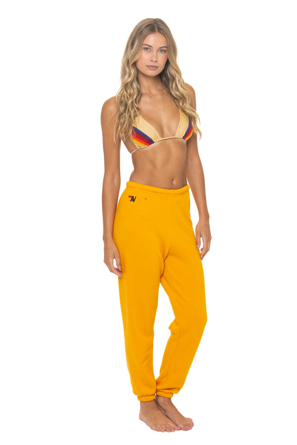 BOLT STITCH SWEATPANTS - VINTAGE GOLD // WHITE - Image 3