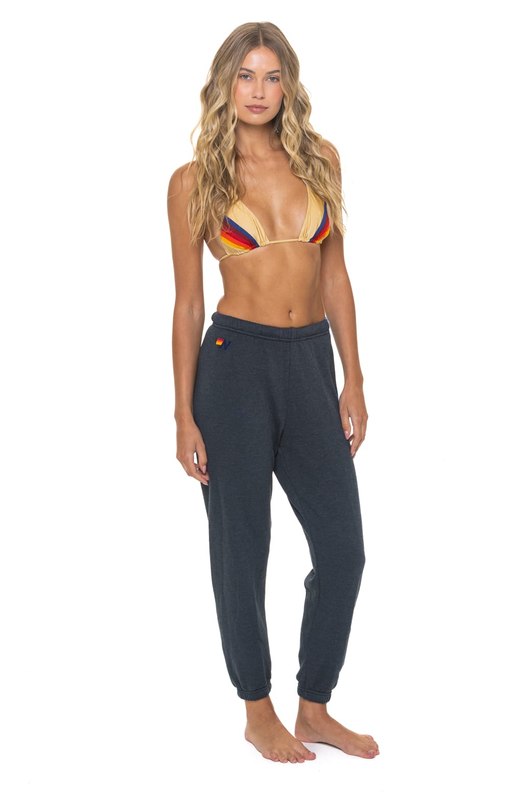 5 STRIPE SWEATPANTS - CHARCOAL // BLUE - Image 3
